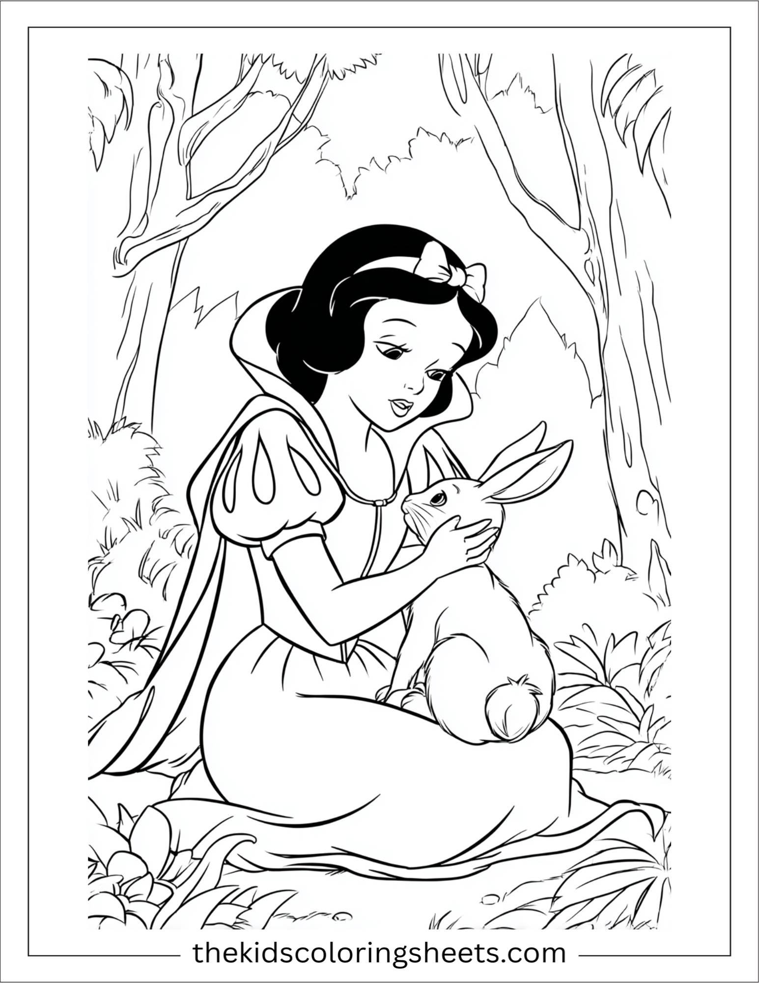 Snow White petting bunny