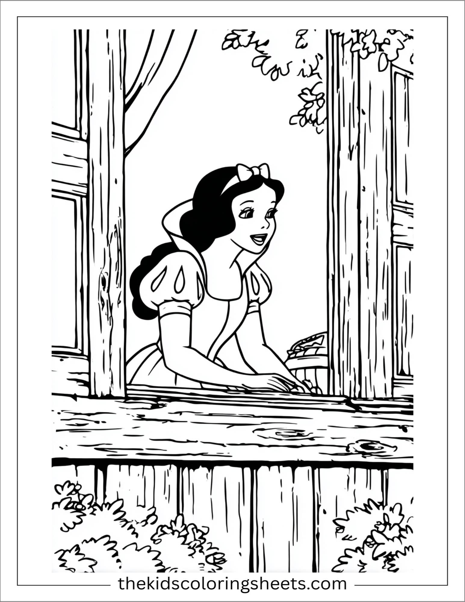 Snow White singing at window