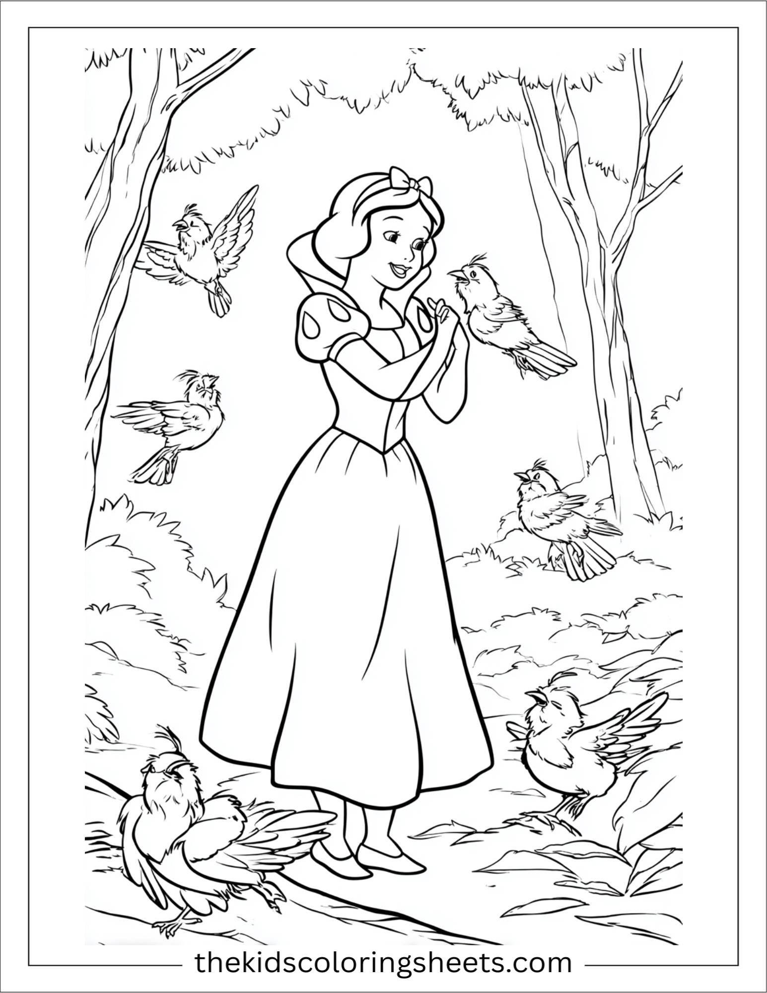 Snow White singing with birds
