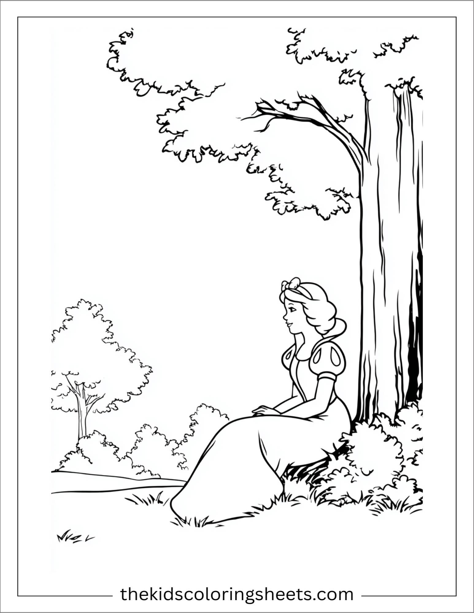 Snow White sitting under tree