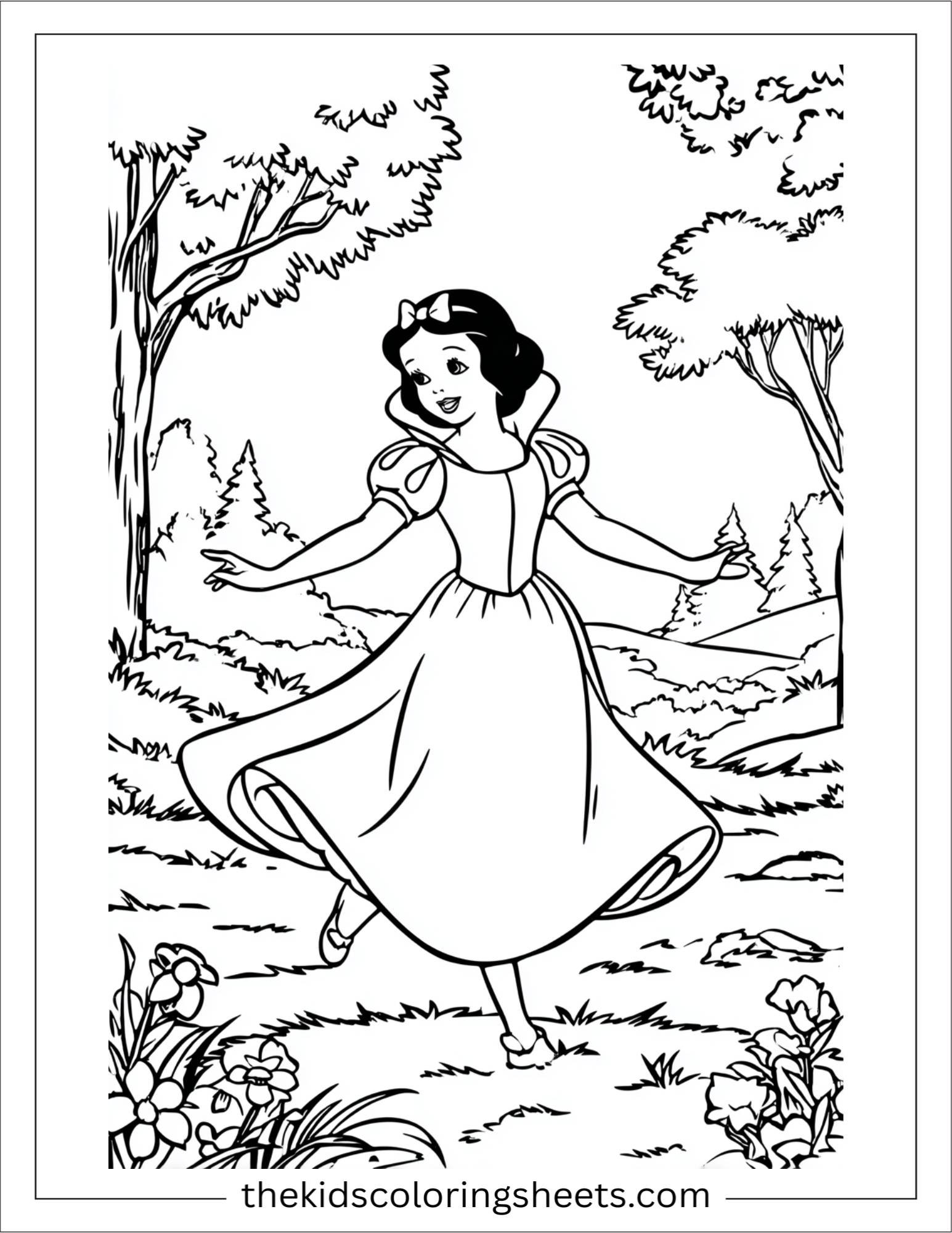 Snow White twirling happily