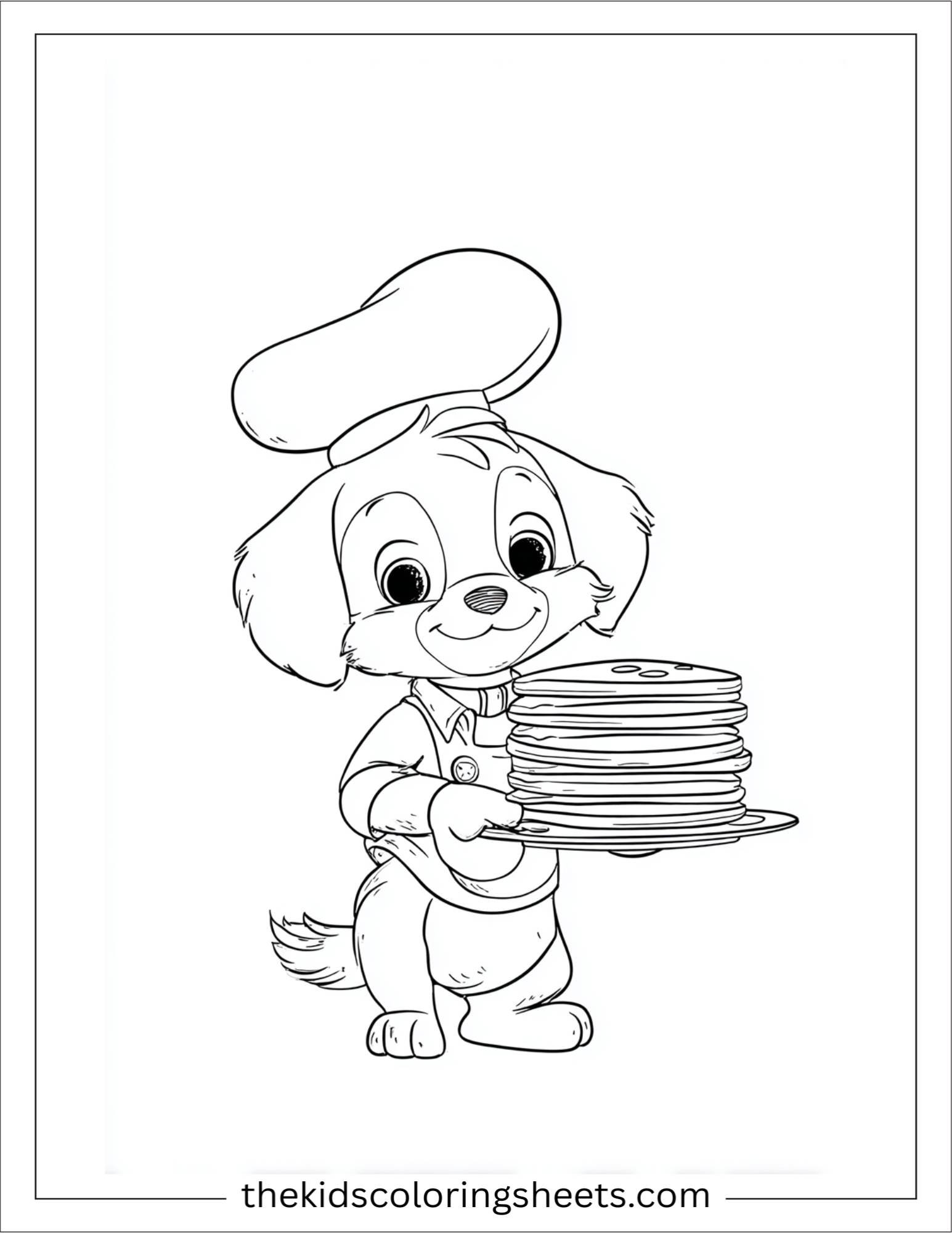 Sweet puppy cooking pancakes