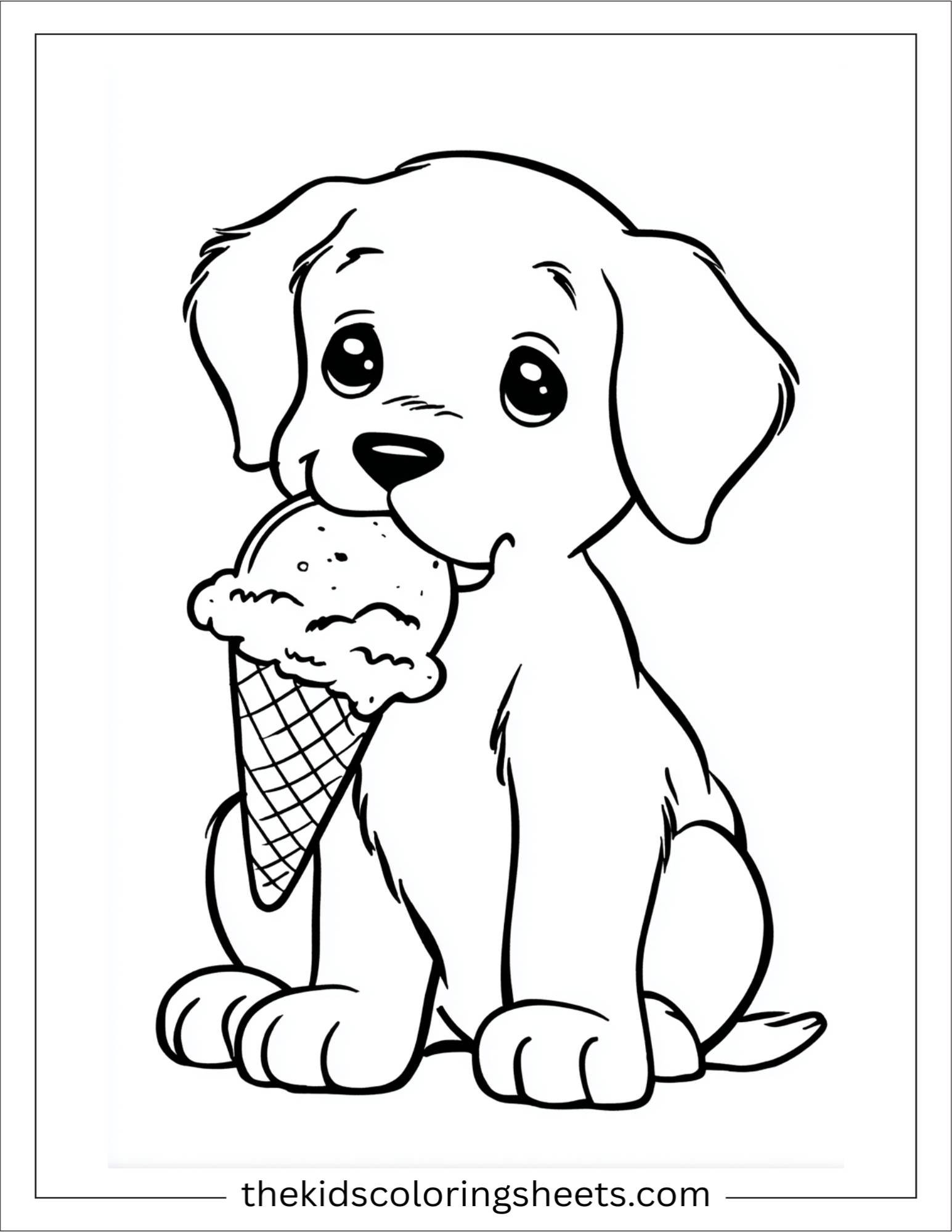 Sweet puppy eating ice cream