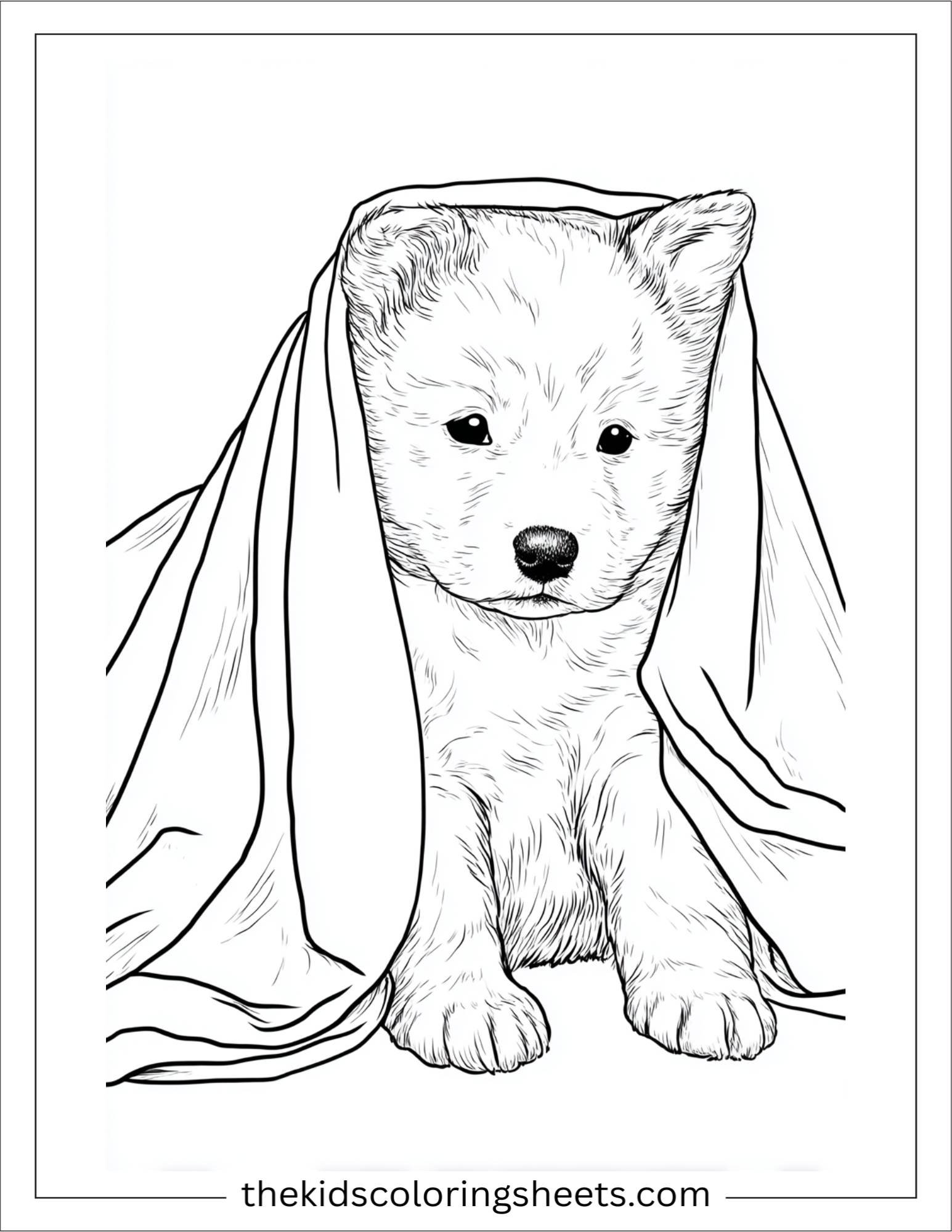 Sweet puppy hiding under blanket