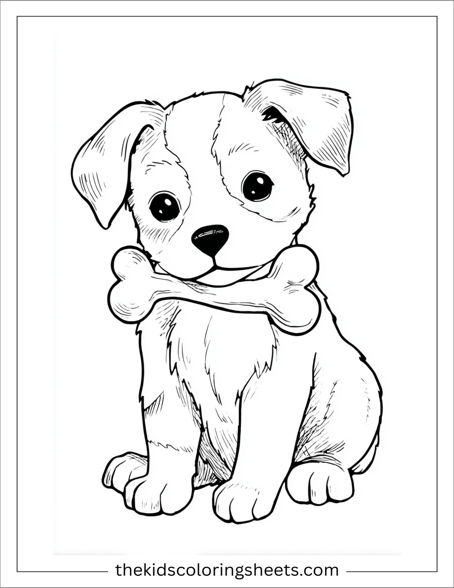 Sweet puppy holding a bone