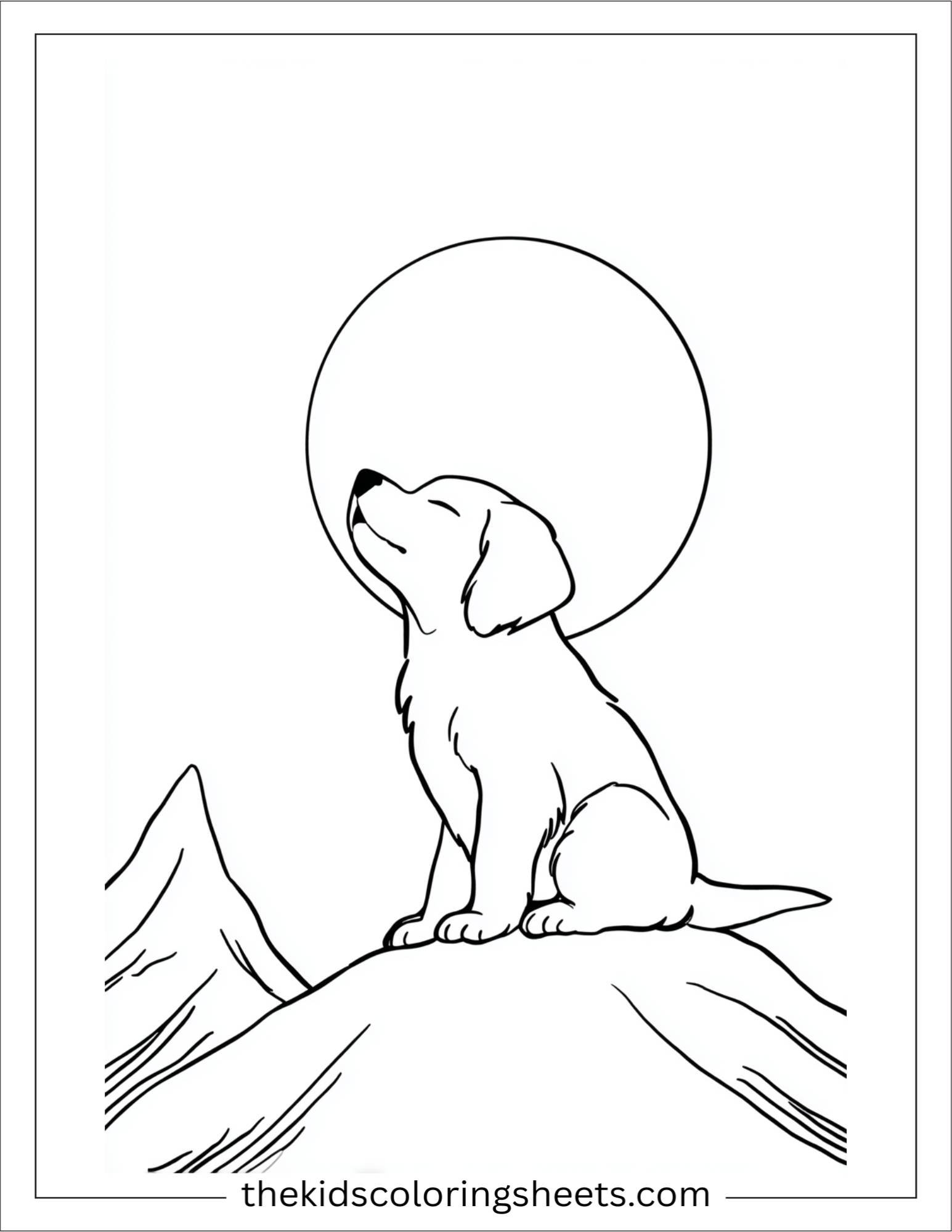 Sweet puppy howling to the moon