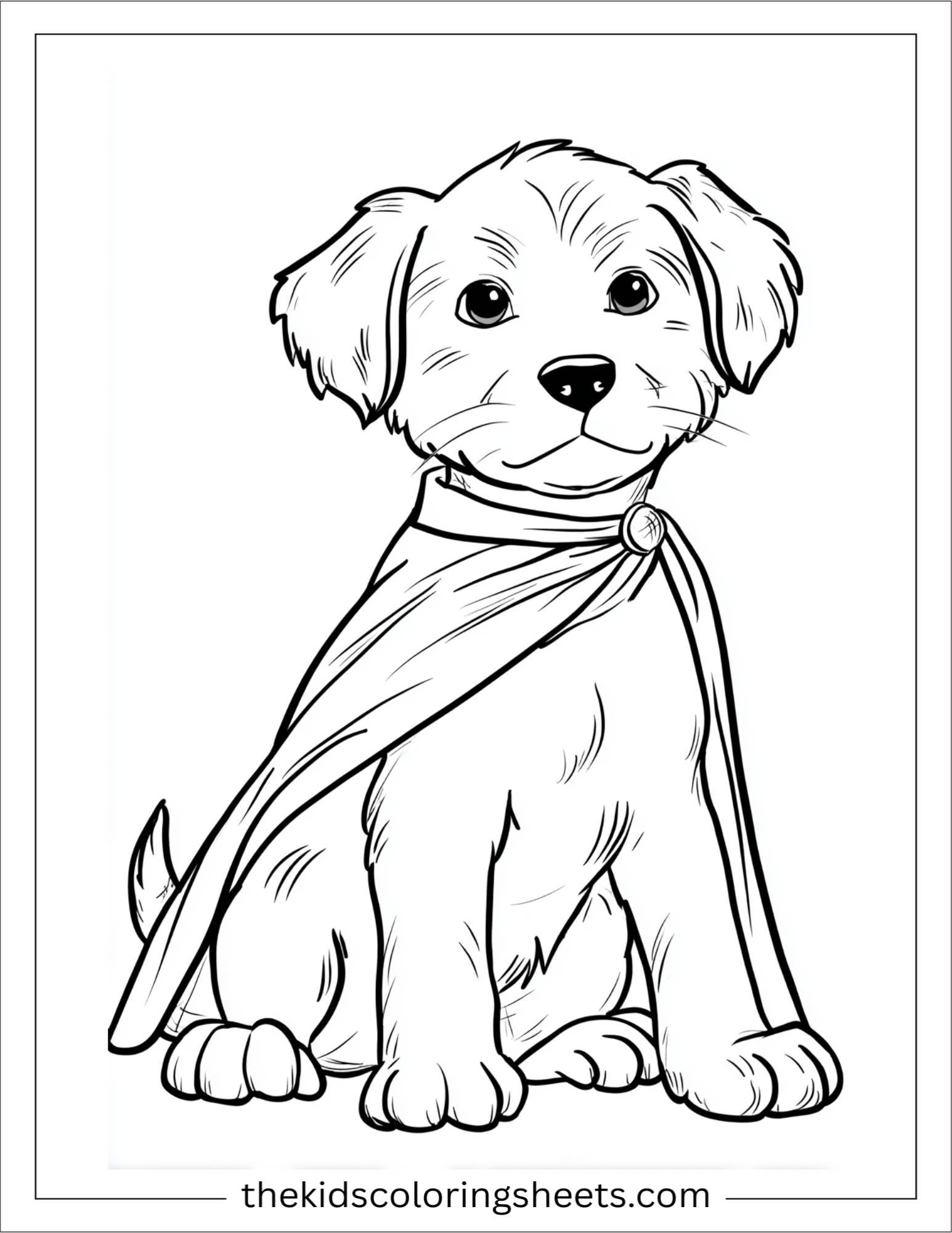 Sweet puppy in a superhero cape