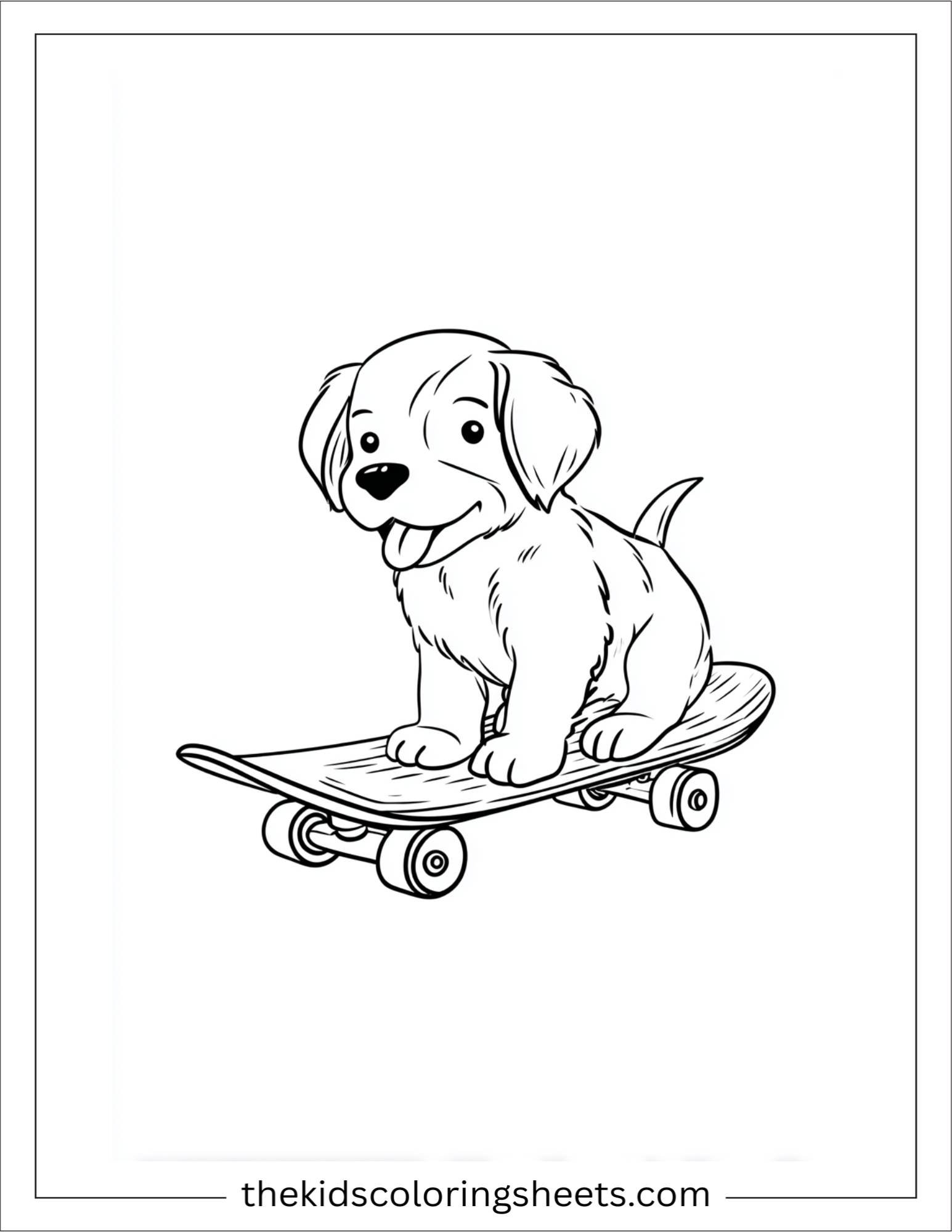 Sweet puppy riding a skateboard