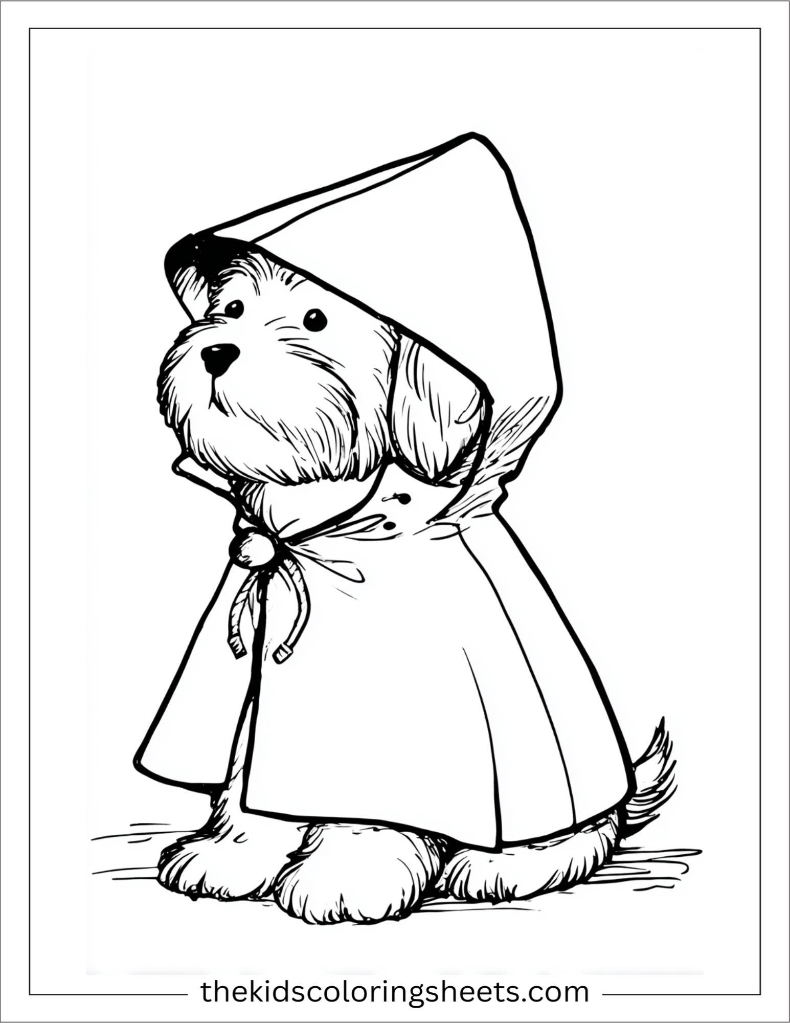 Sweet puppy wearing a raincoat