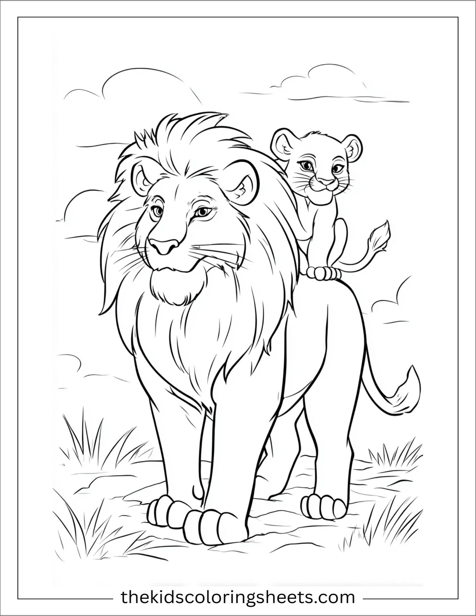 The Brave Lion carrying a cub
