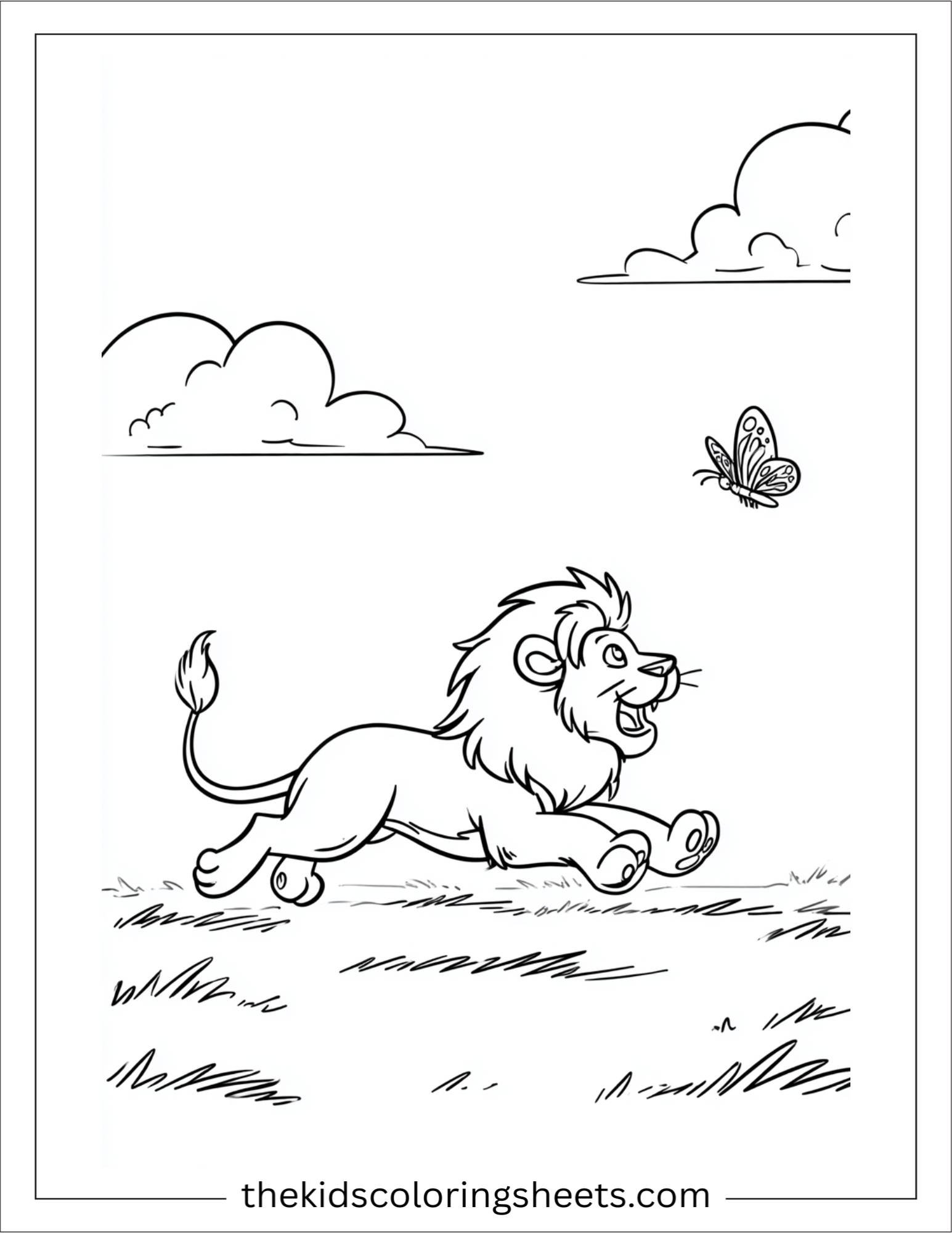 The Brave Lion chasing butterfly