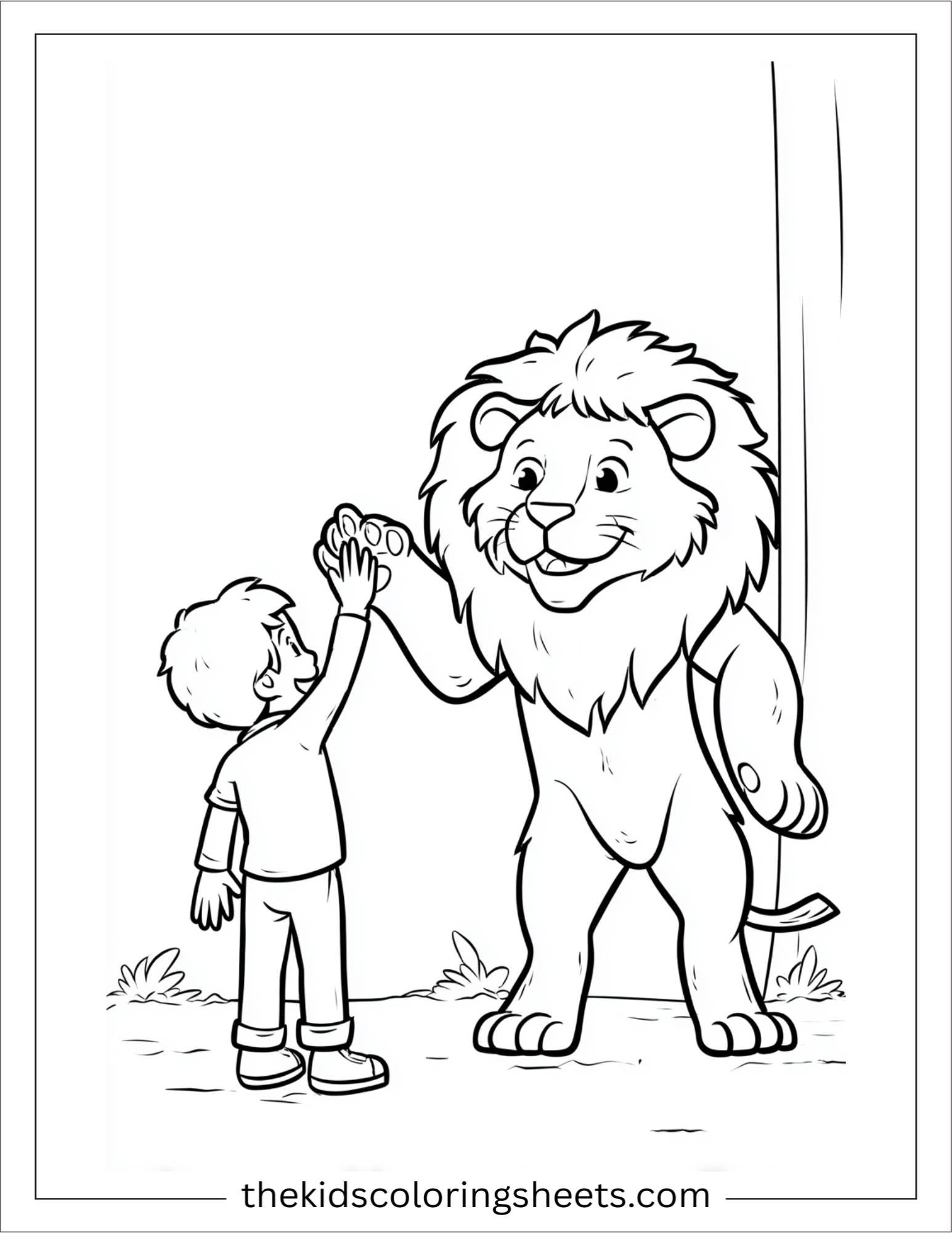 The Brave Lion high-fiving with paw