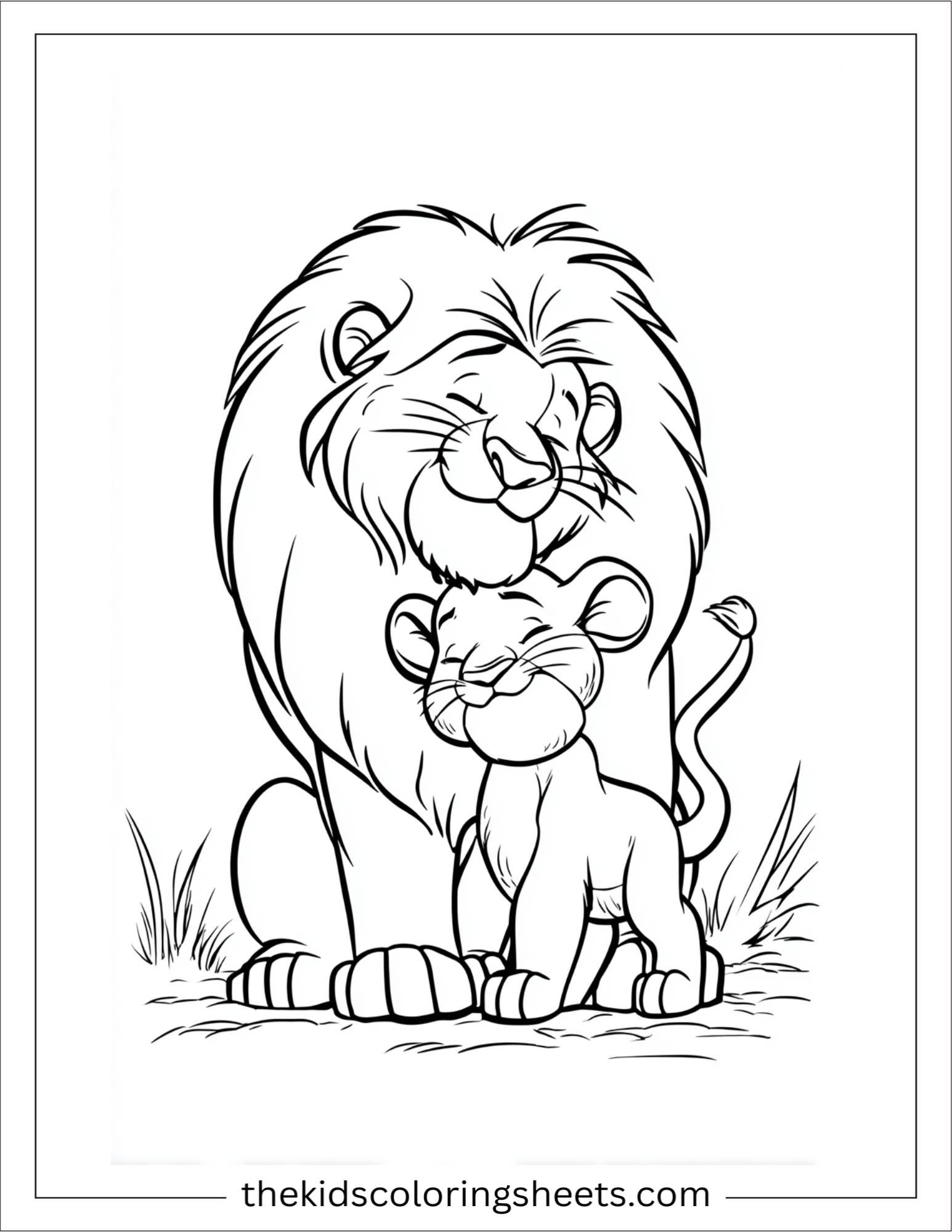The Brave Lion hugging a cub