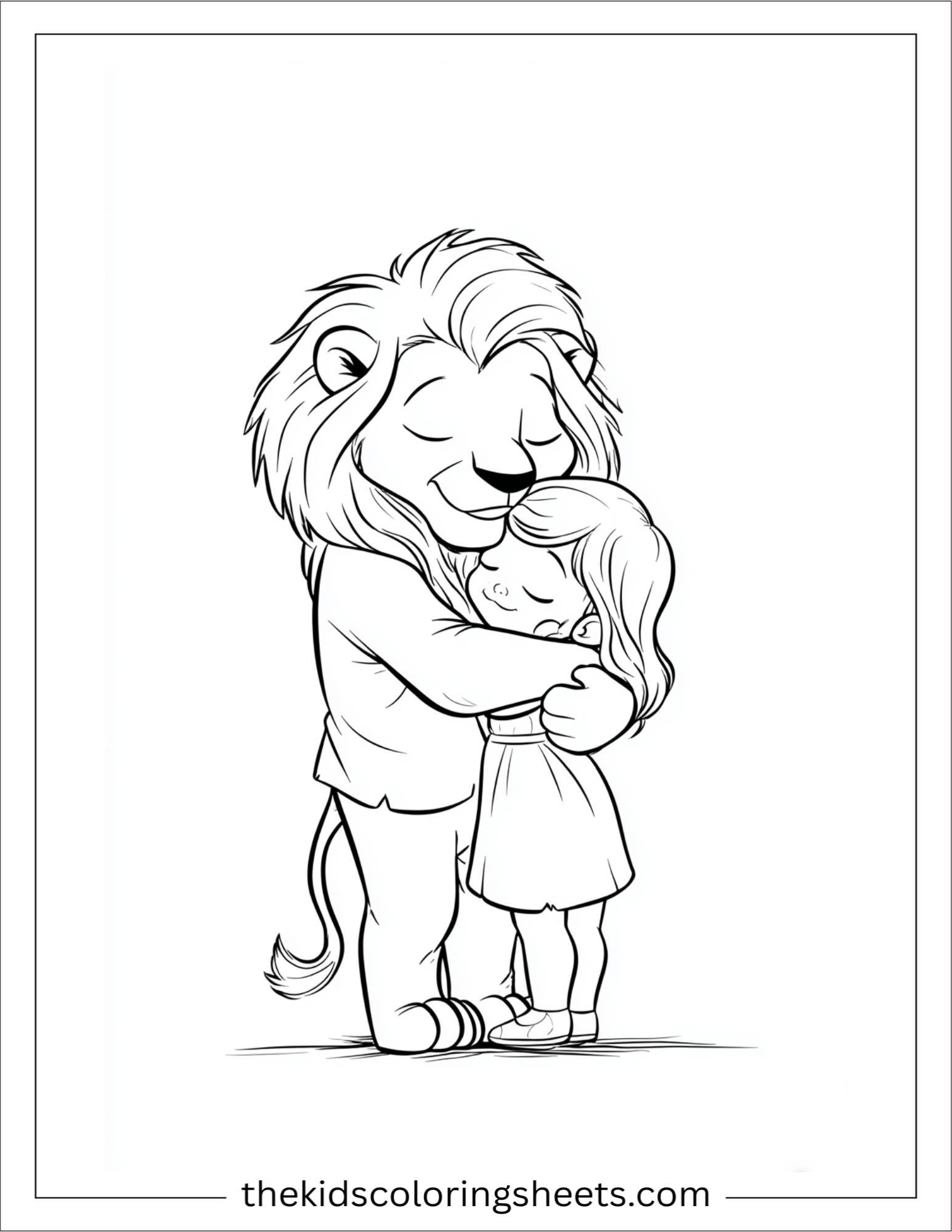 The Brave Lion hugging a friend