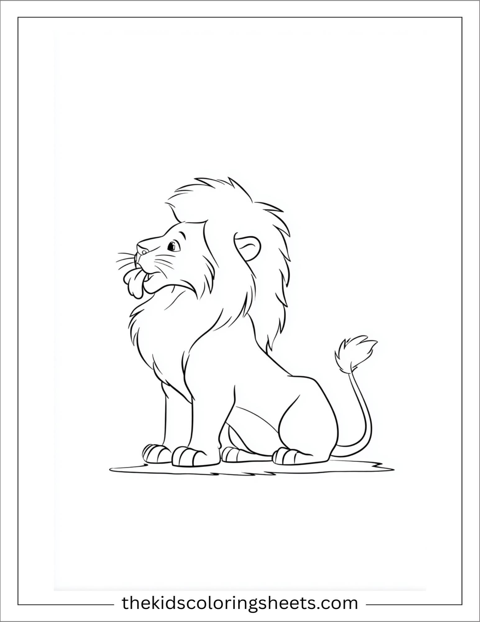 The Brave Lion licking paw