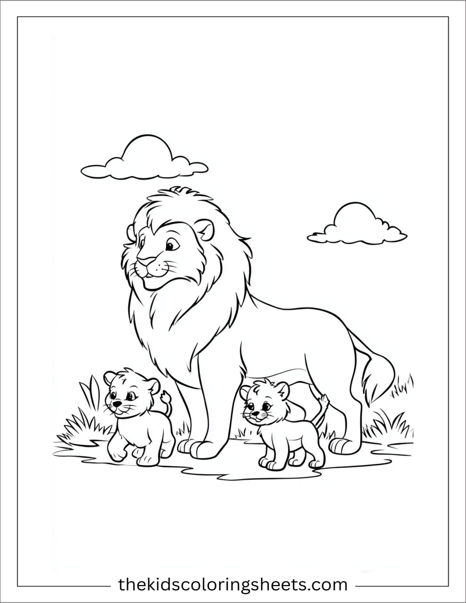 The Brave Lion playing with cubs