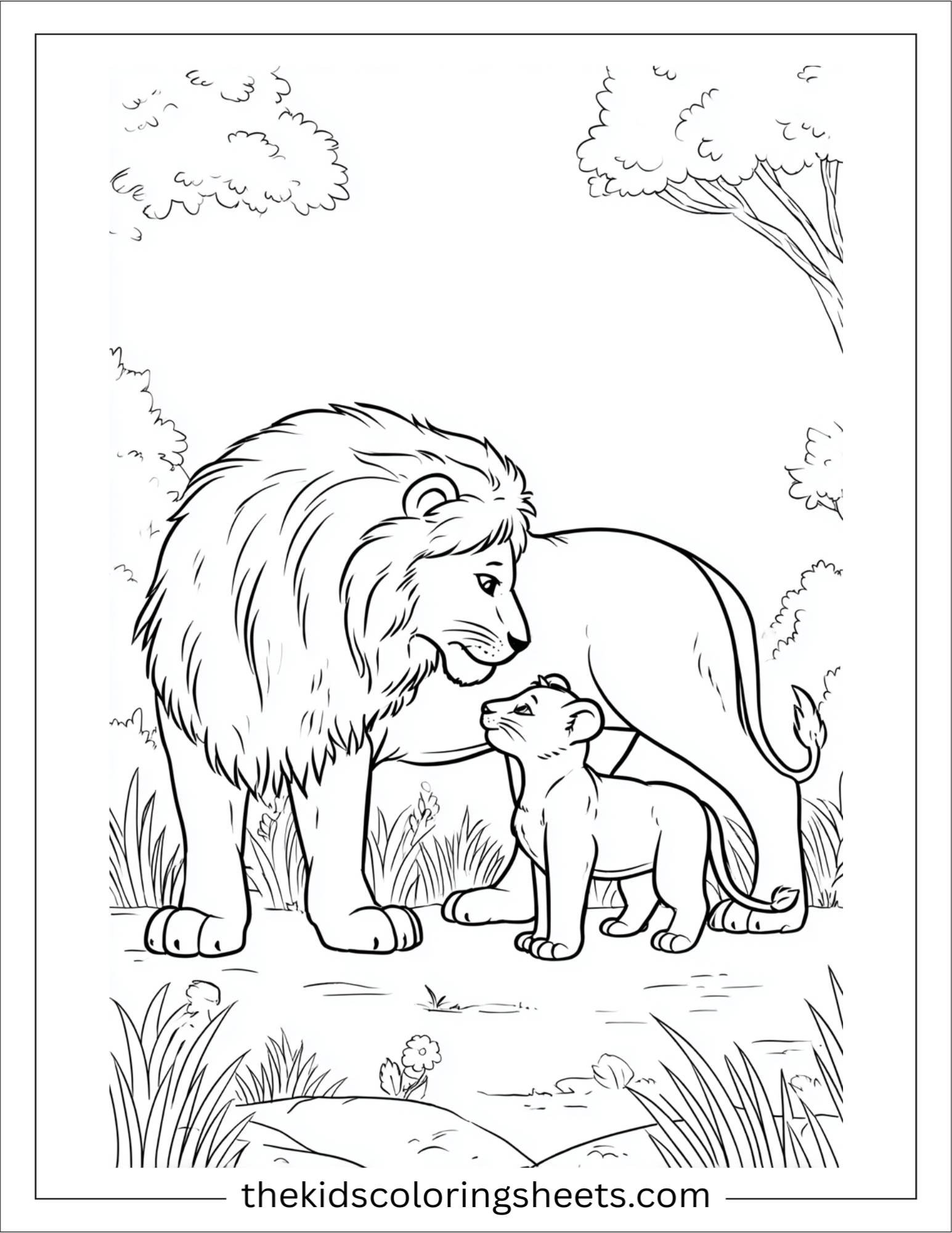 The Brave Lion rubbing nose with cub