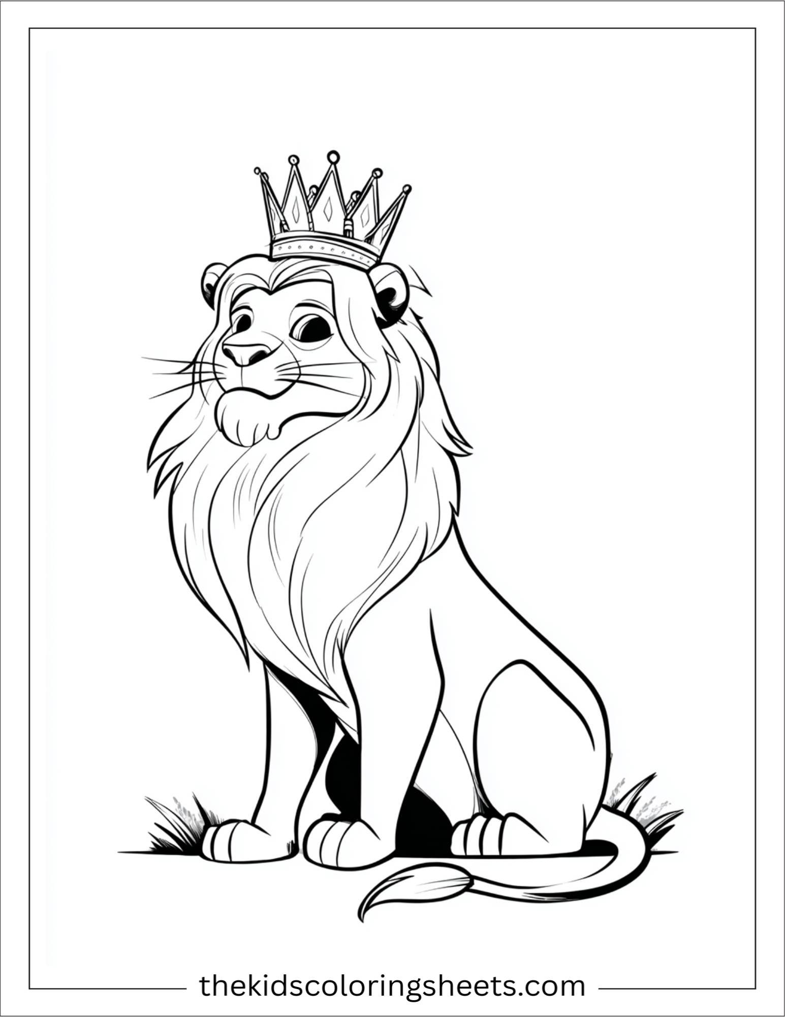 The Brave Lion sitting with crown