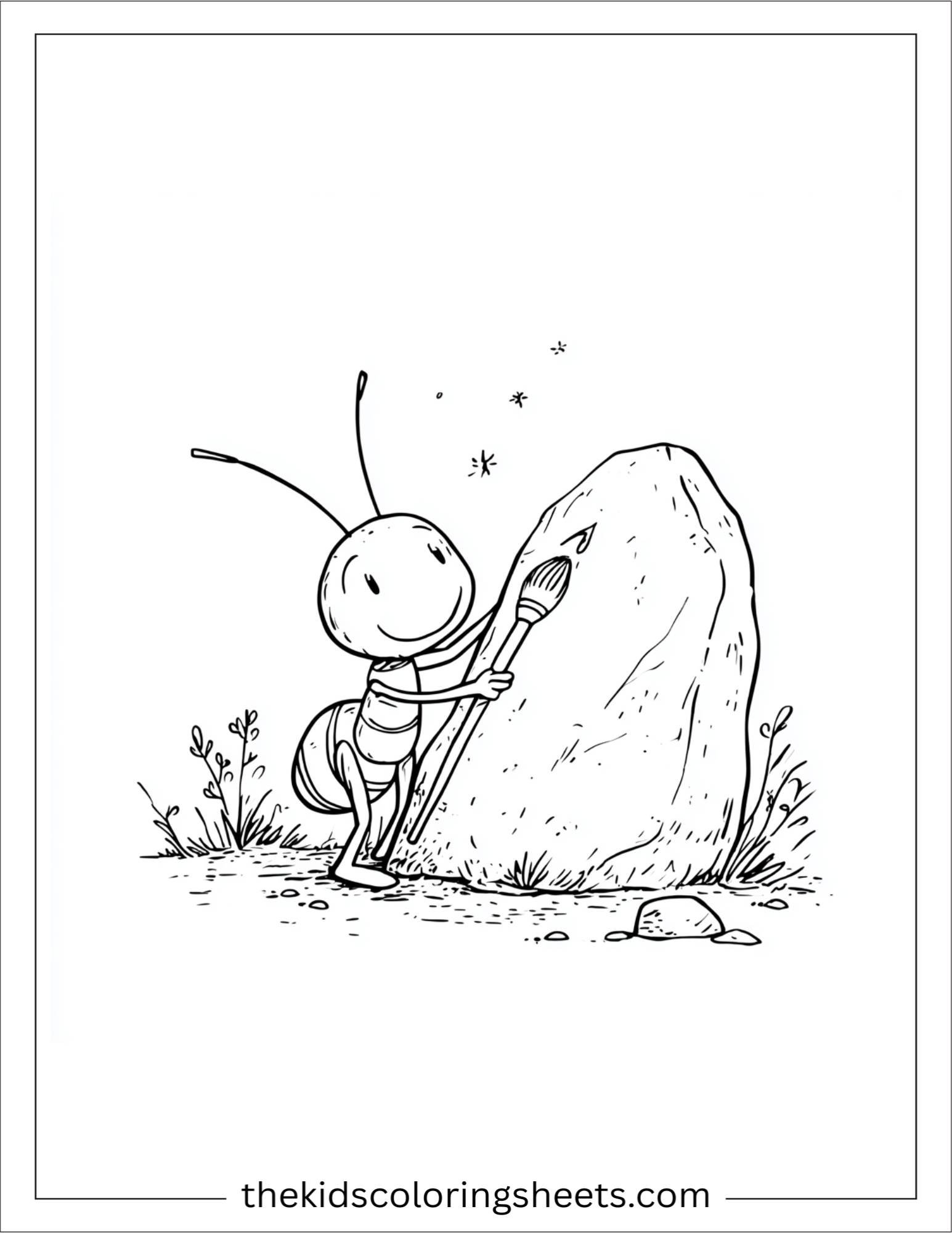The Busy Ant painting rock