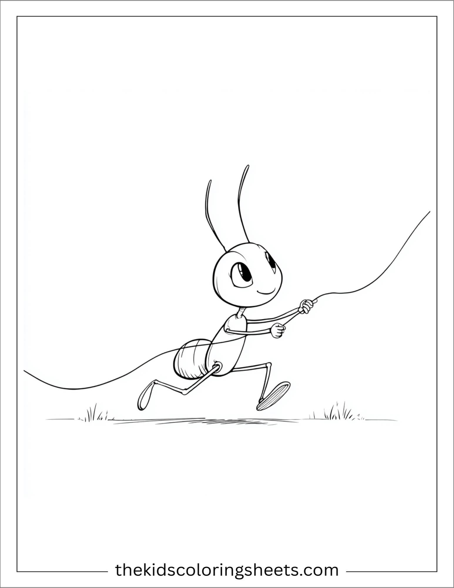 The Busy Ant pulling thread