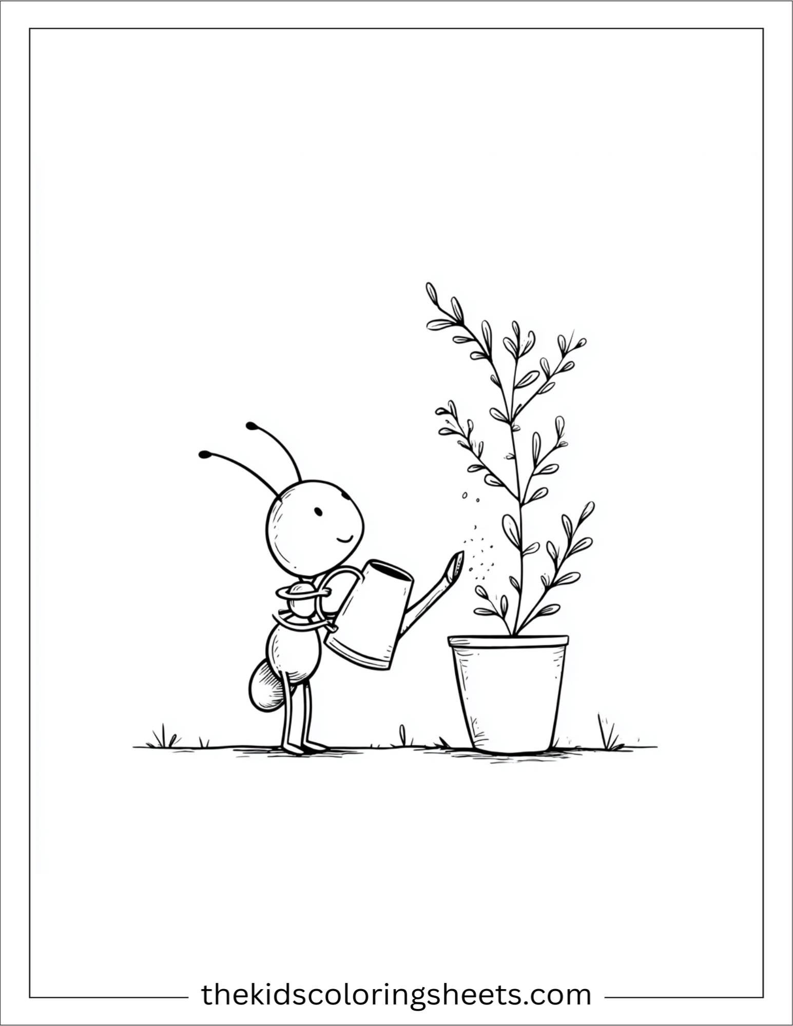 The Busy Ant watering plant