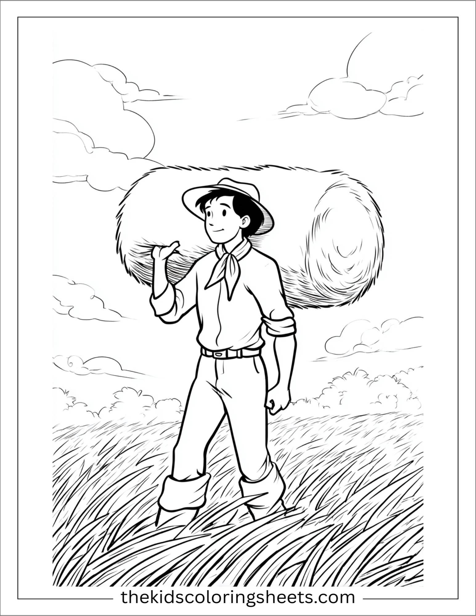 The Farmer carrying hay bale