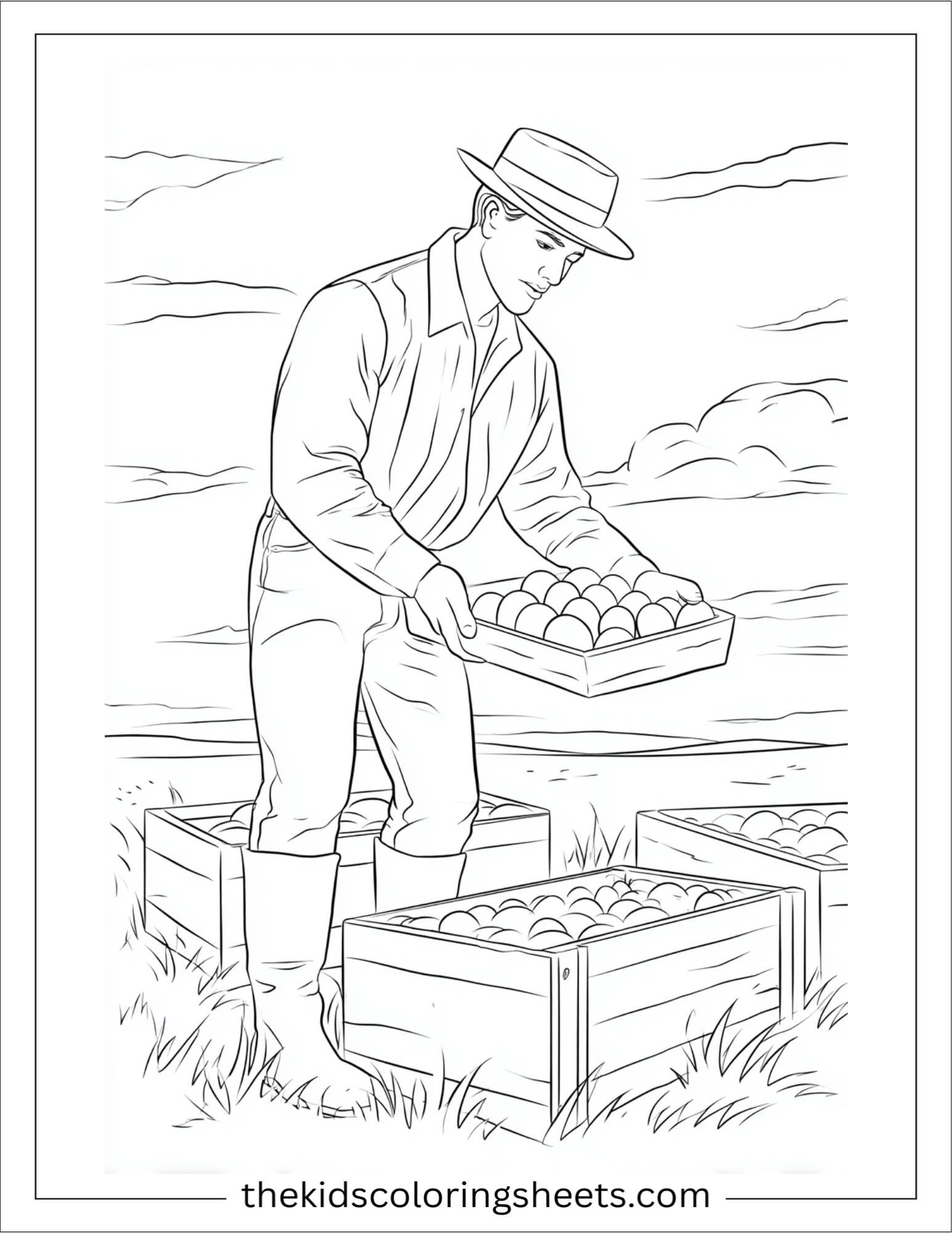 The Farmer collecting eggs