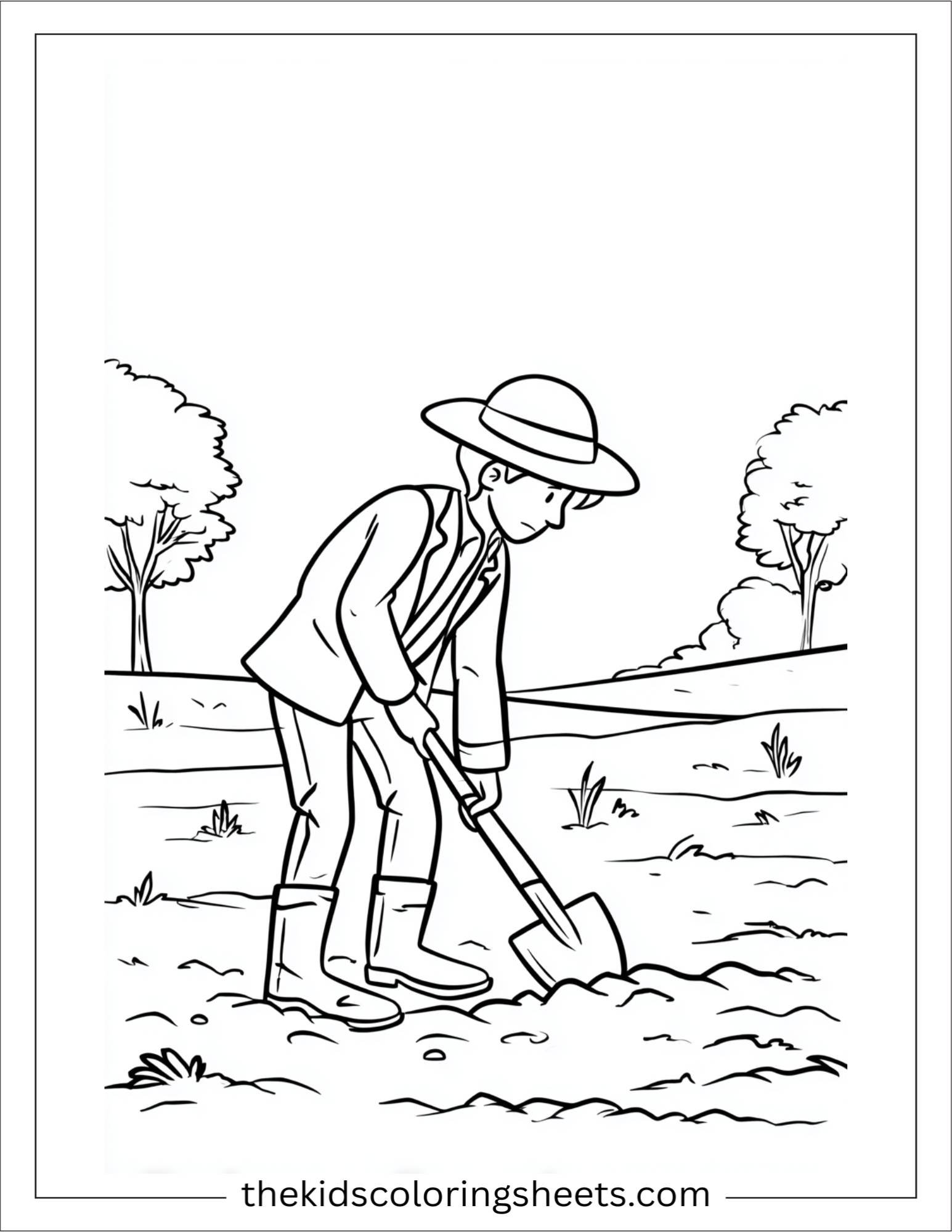 The Farmer digging with spade