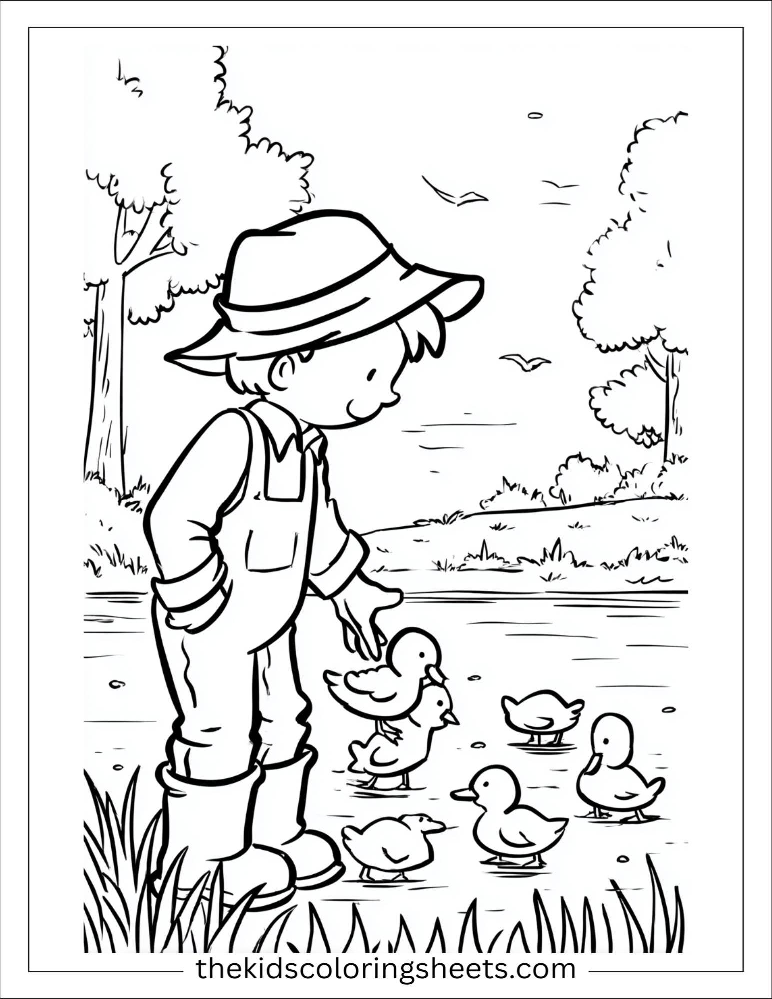 The Farmer feeding ducklings