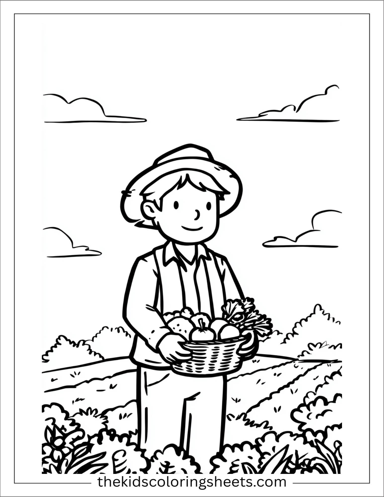 The Farmer holding a basket of veggies