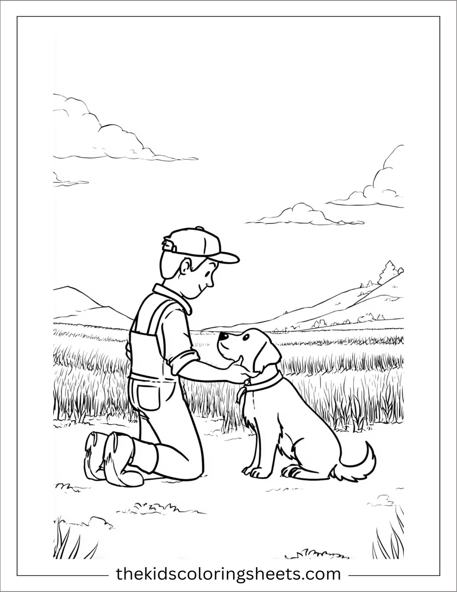 The Farmer petting a dog