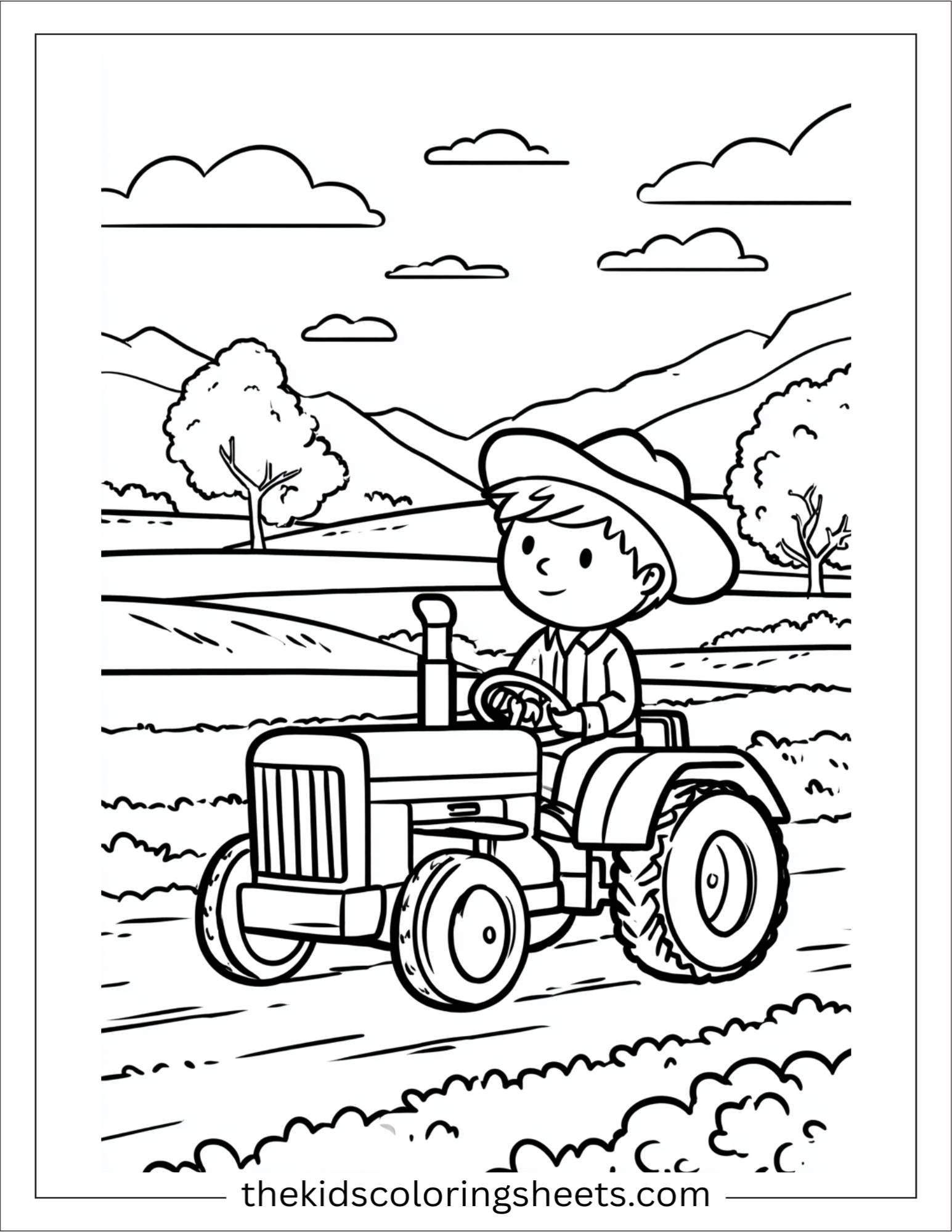The Farmer riding a tractor
