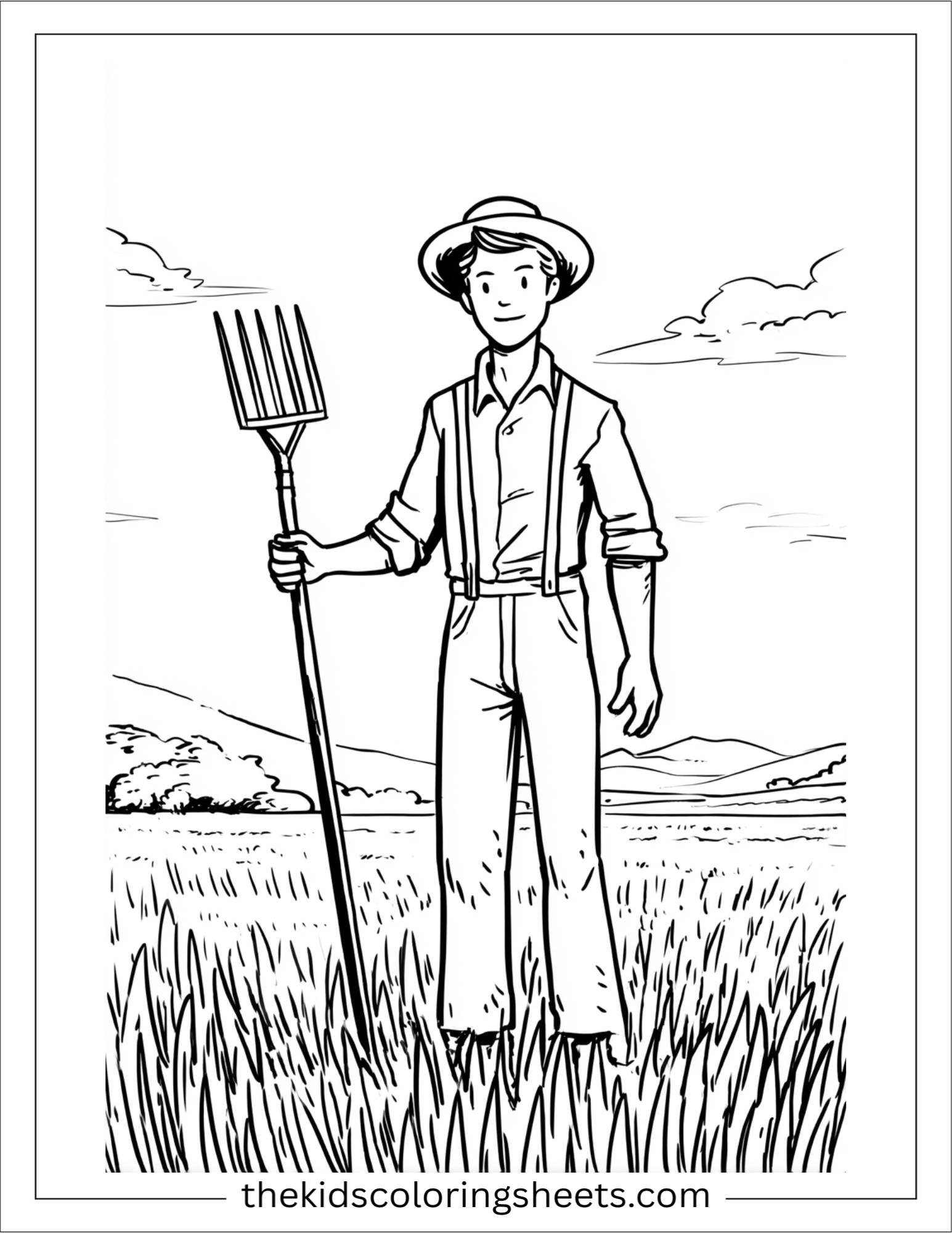 The Farmer standing with rake