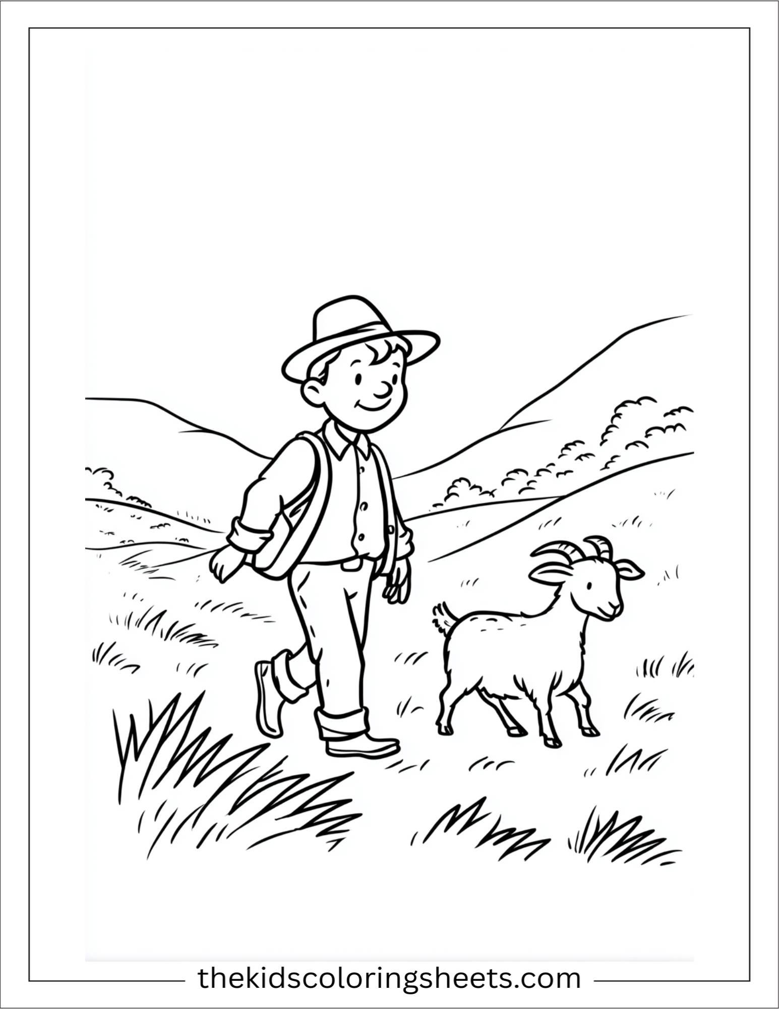 The Farmer walking with a goat