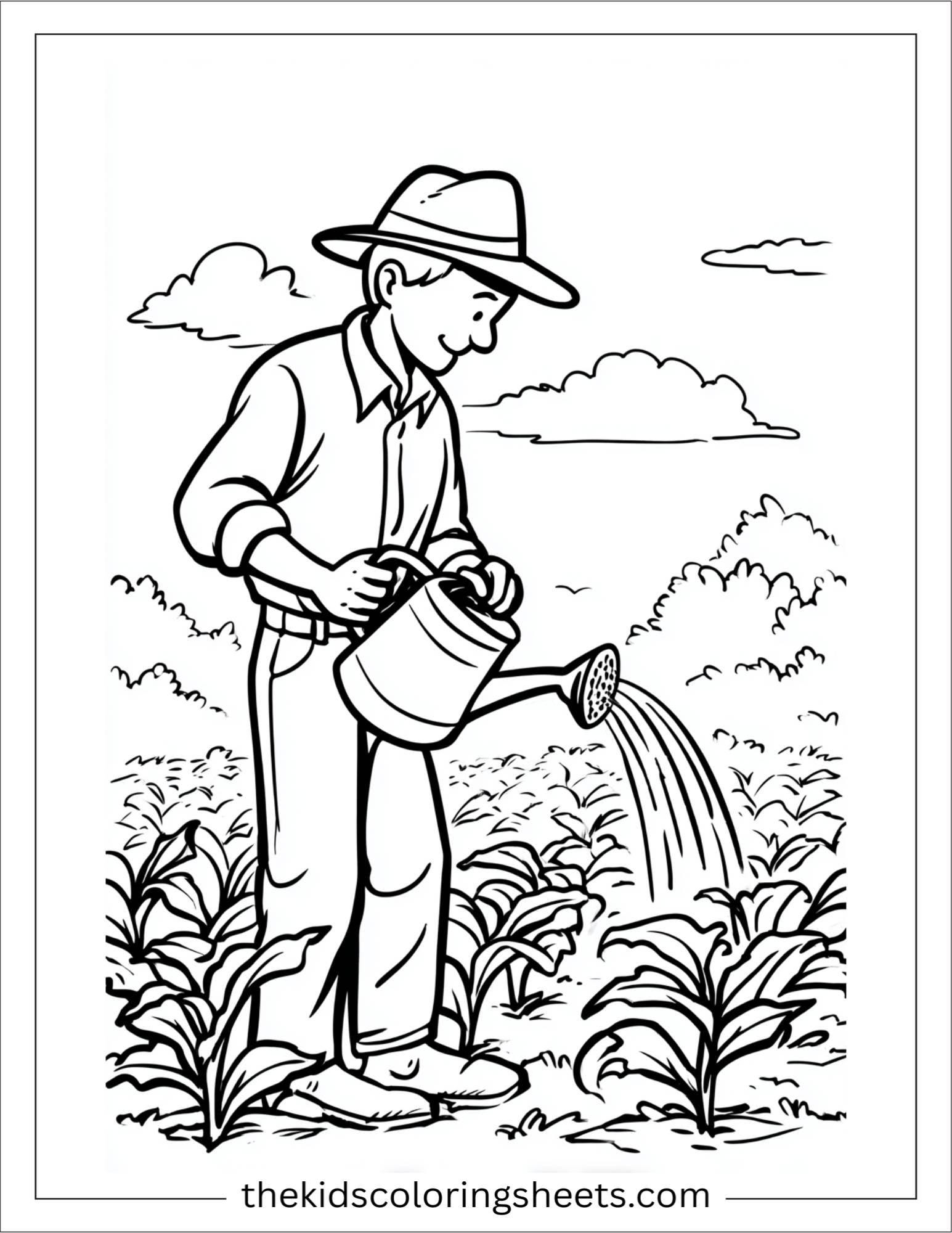 The Farmer watering crops