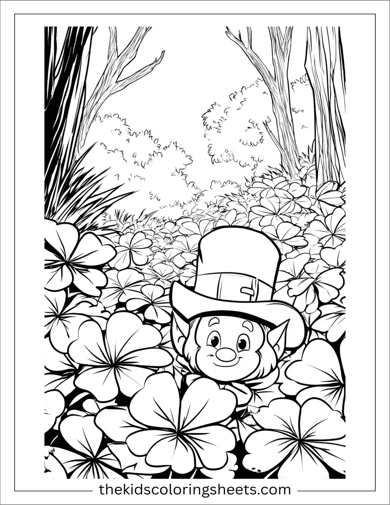 The Leprechaun peeking from behind clover