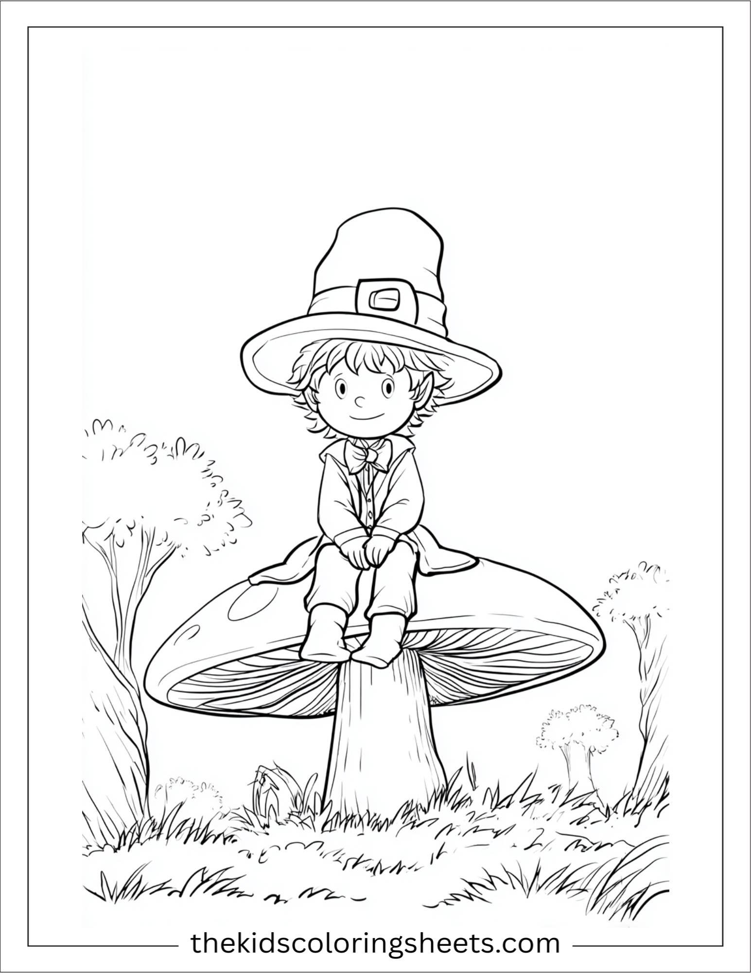 The Leprechaun sitting on a mushroom