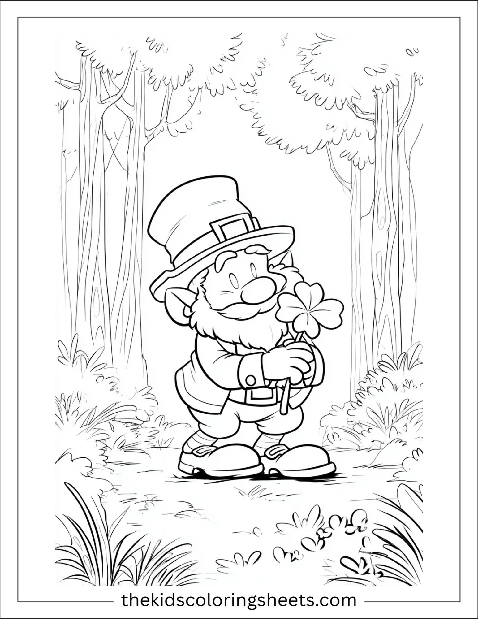 The Leprechaun skipping with shamrock