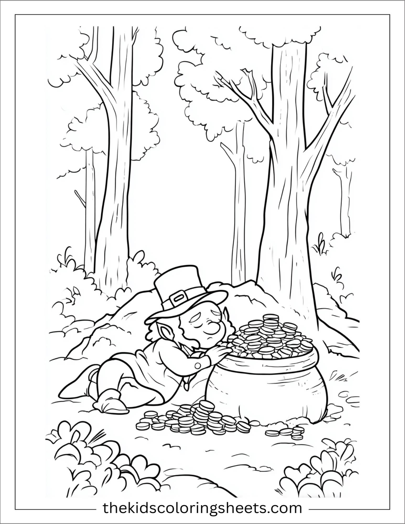The Leprechaun sleeping with treasure