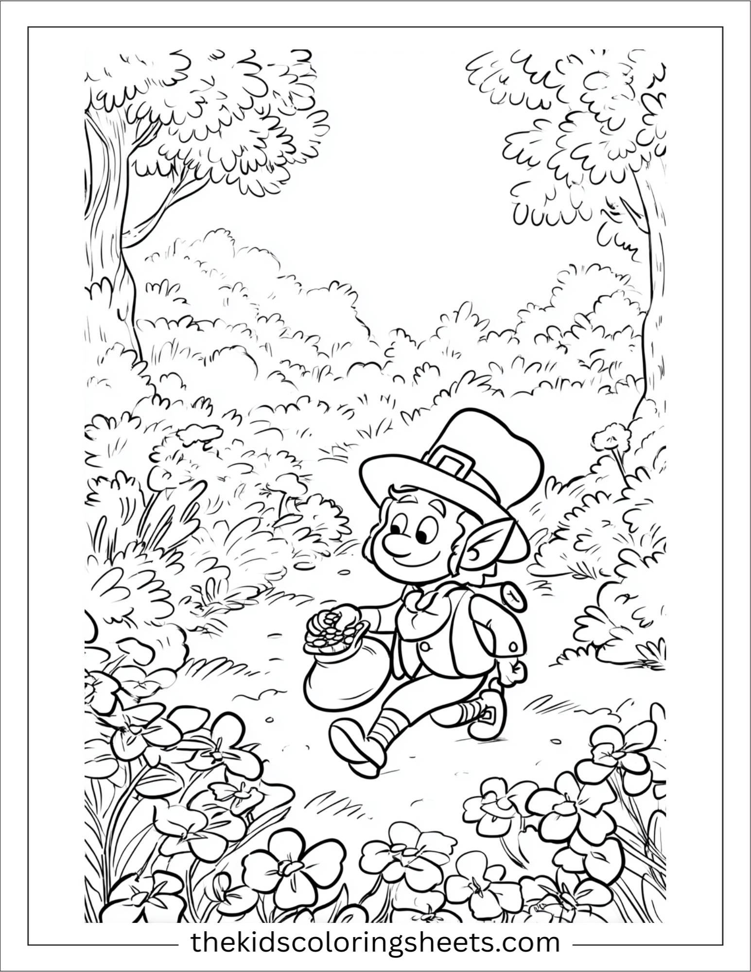 The Leprechaun sneaking with treasure