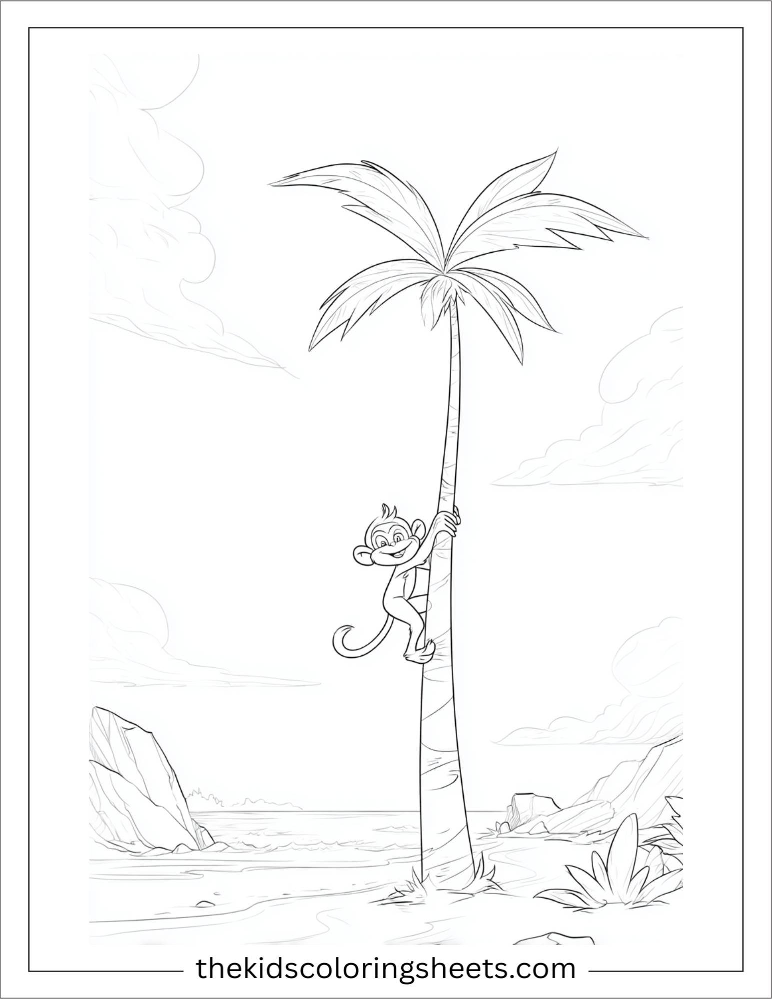The Monkey climbing a coconut tree