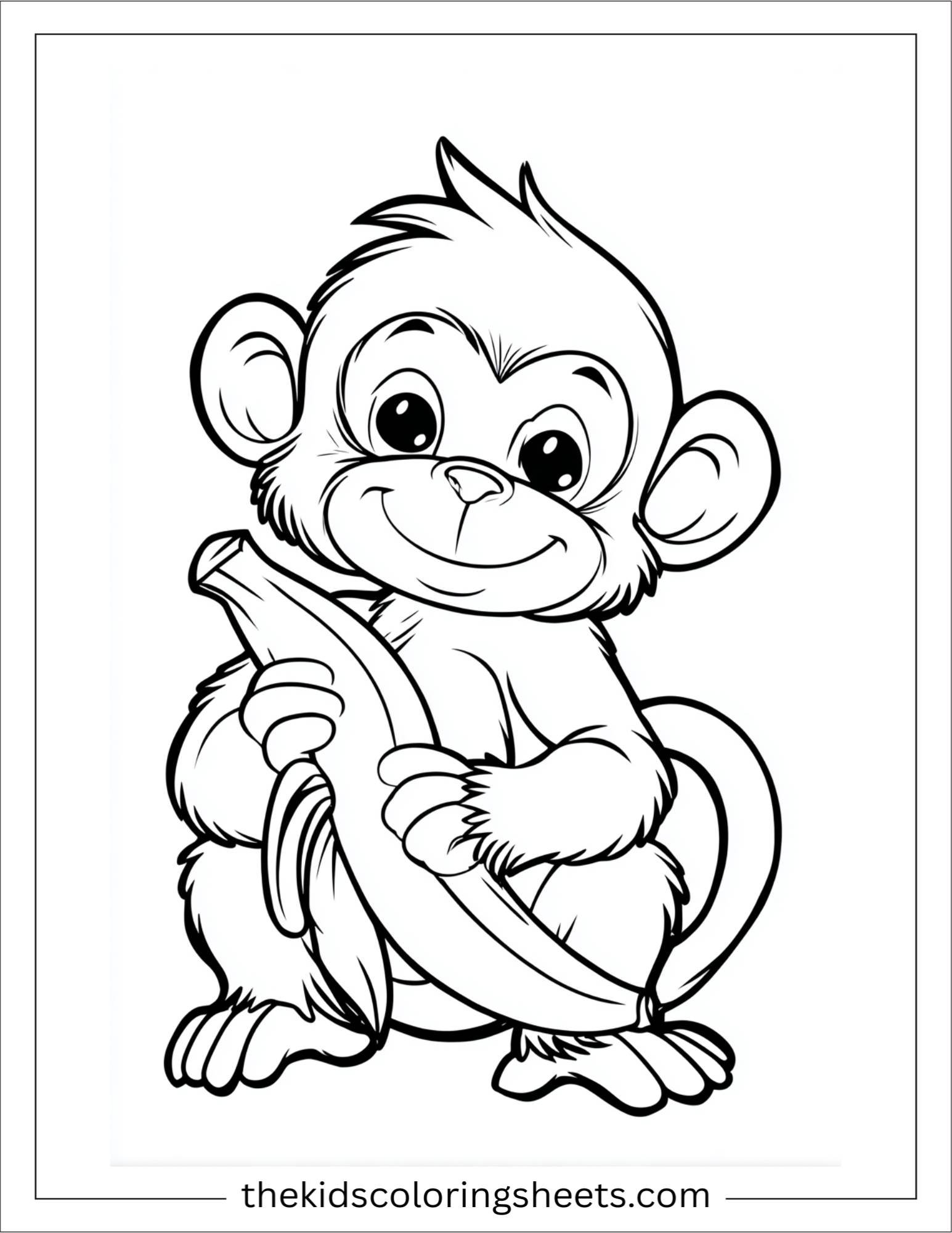 The Monkey hugging a banana