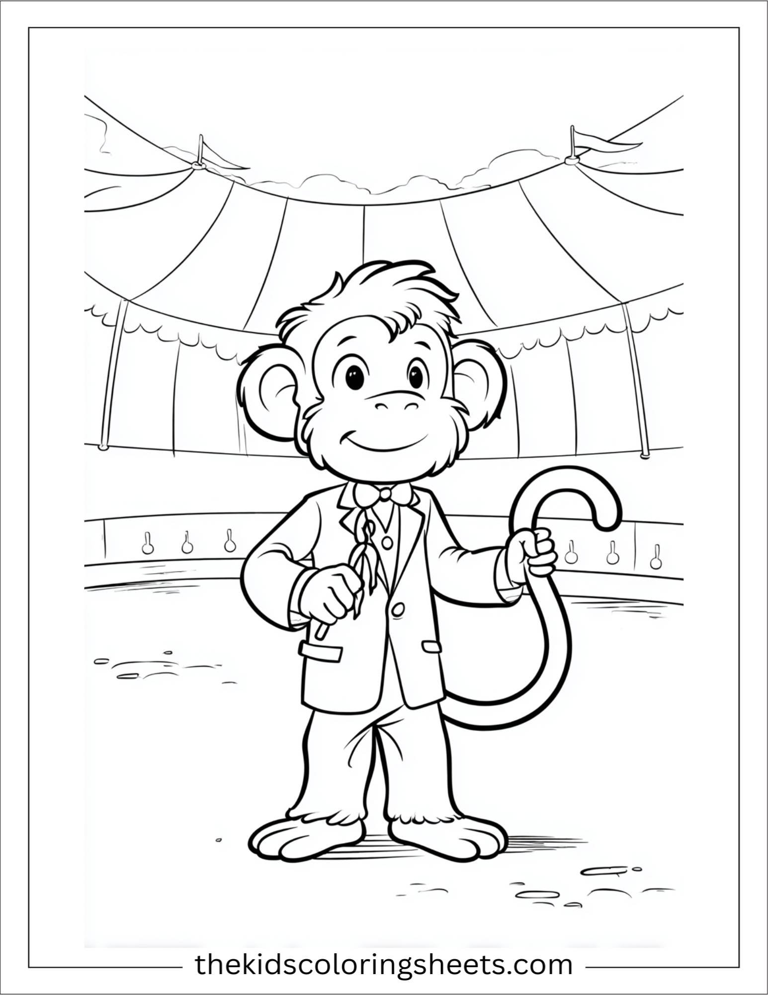 The Monkey playing with tail