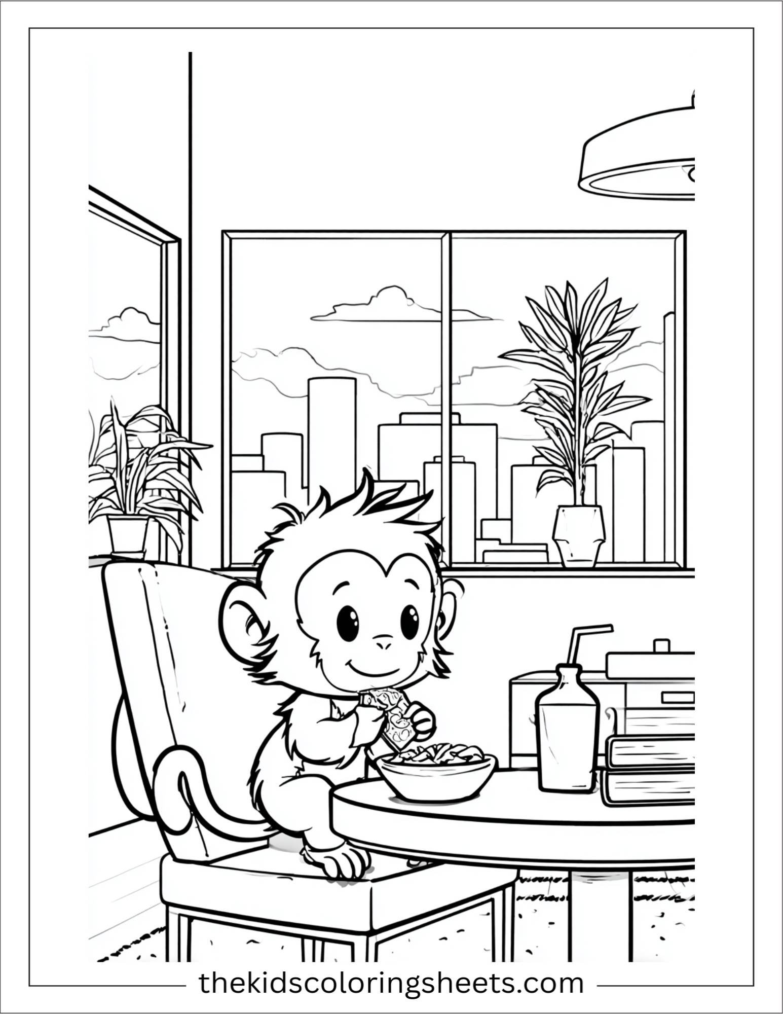 The Monkey sitting with snack