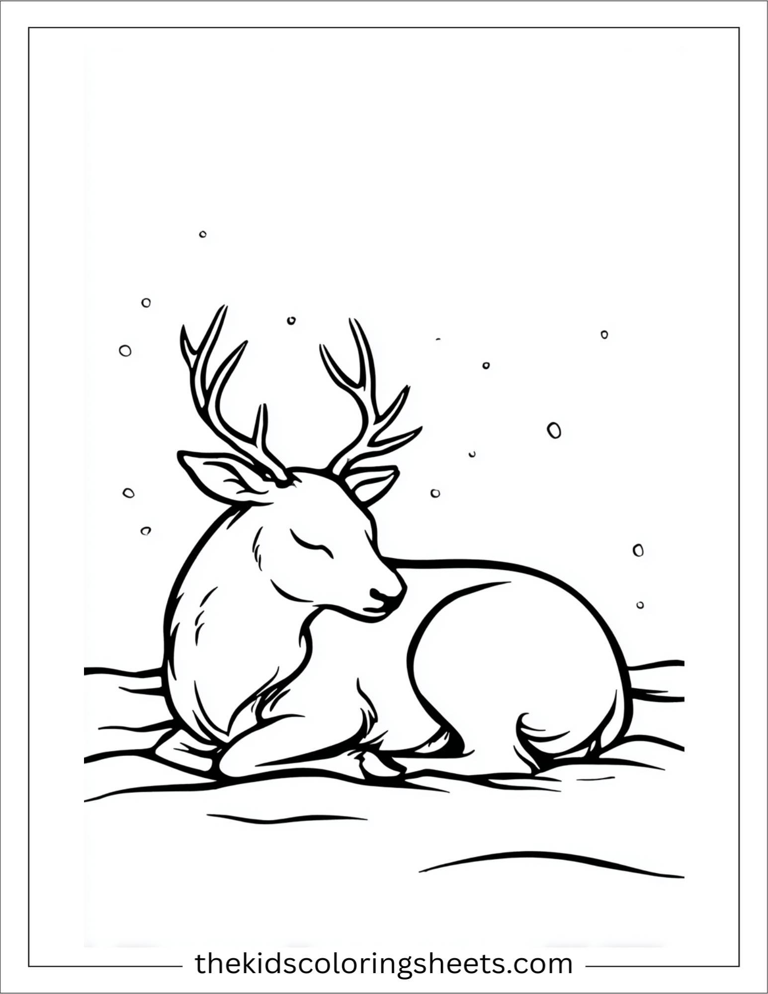 The Reindeer curling up in snow
