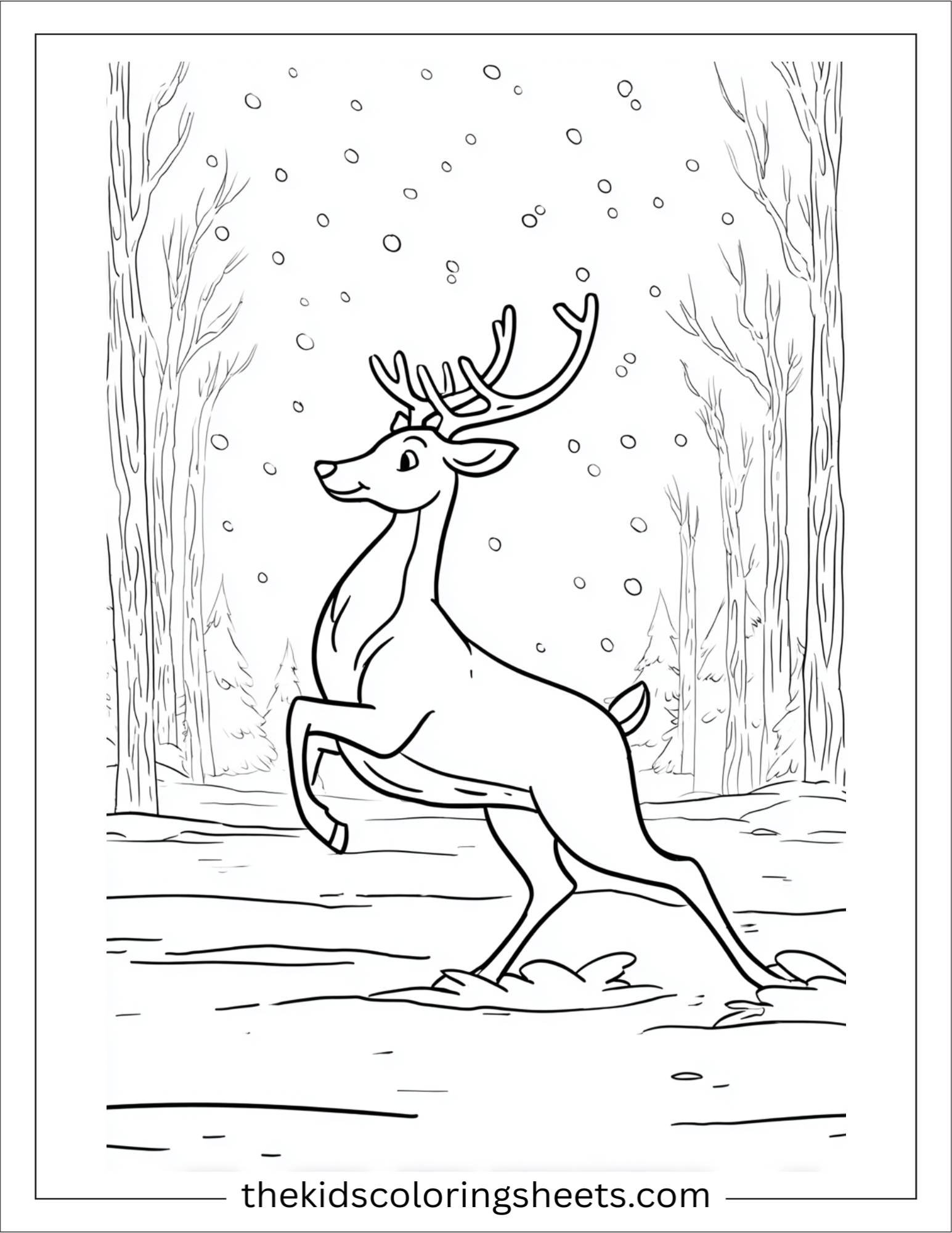 The Reindeer dancing in snowfall
