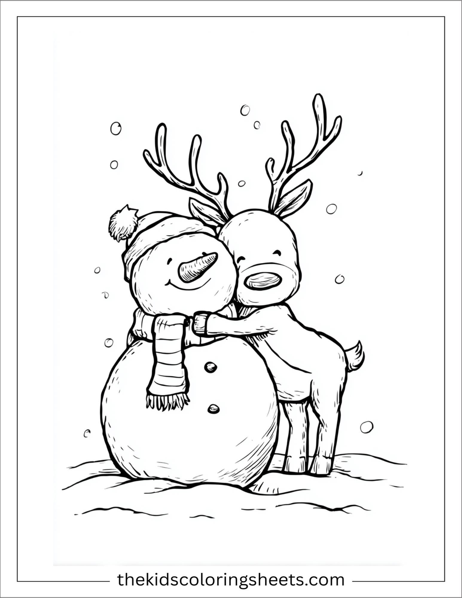 The Reindeer hugging snowman