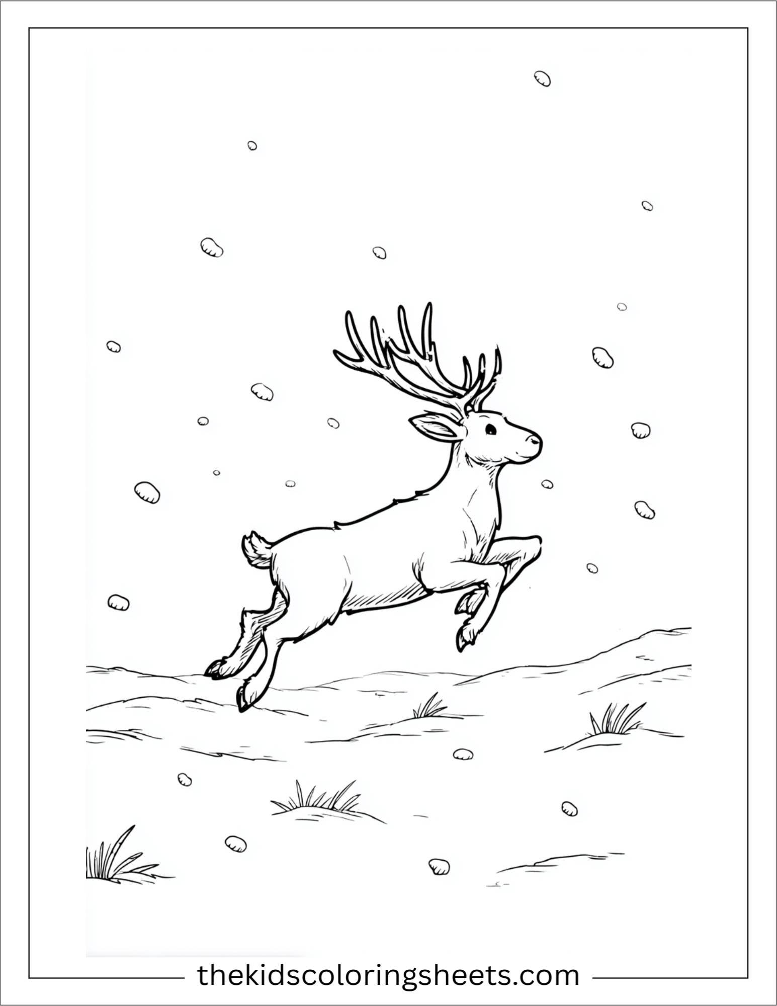 The Reindeer leaping through snow