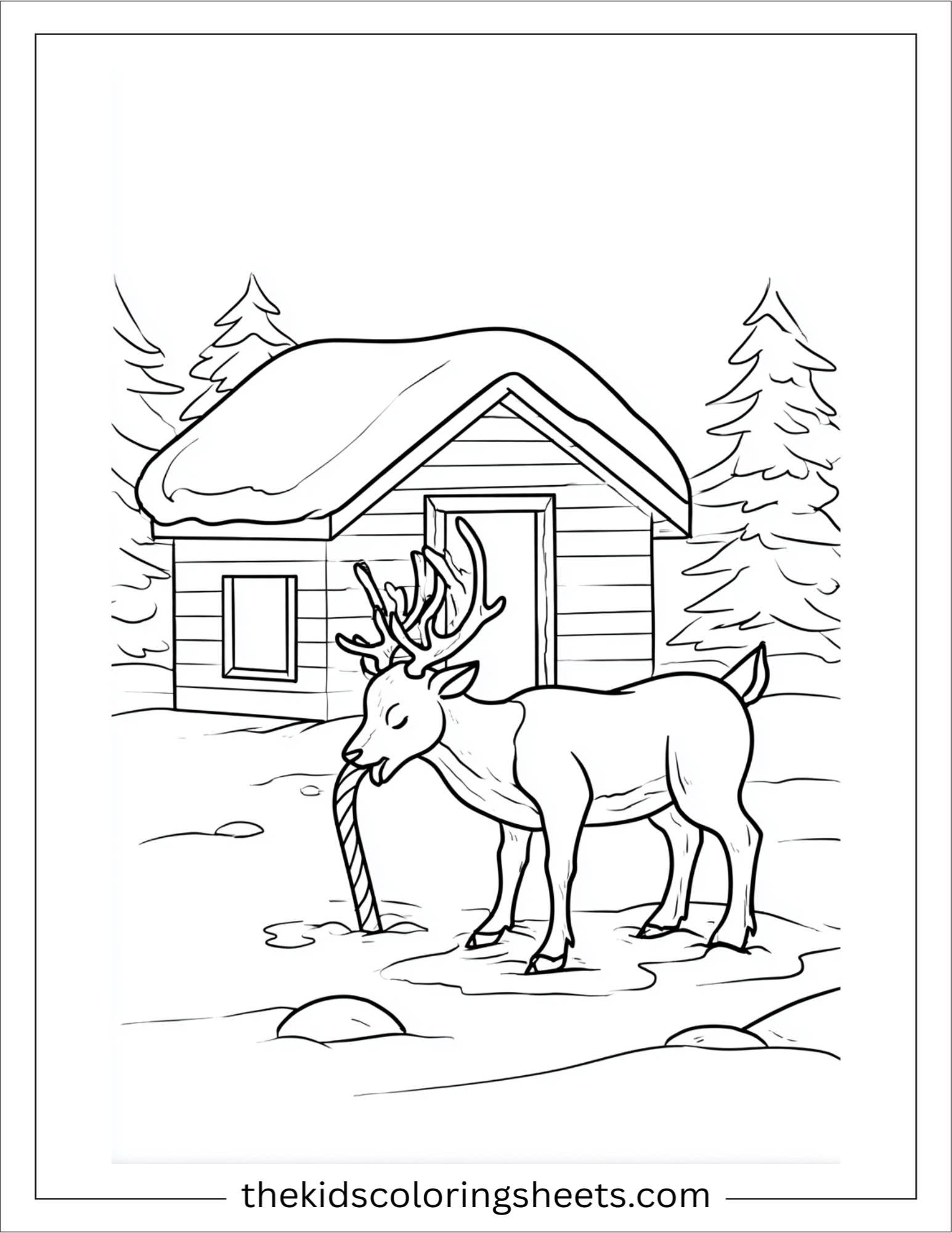 The Reindeer licking a candy cane