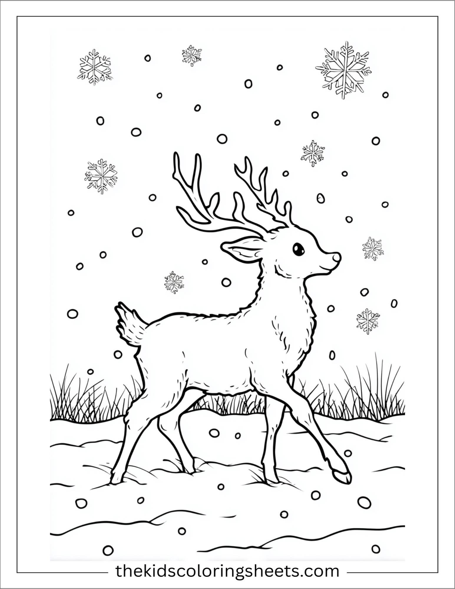 The Reindeer playing with snowflakes